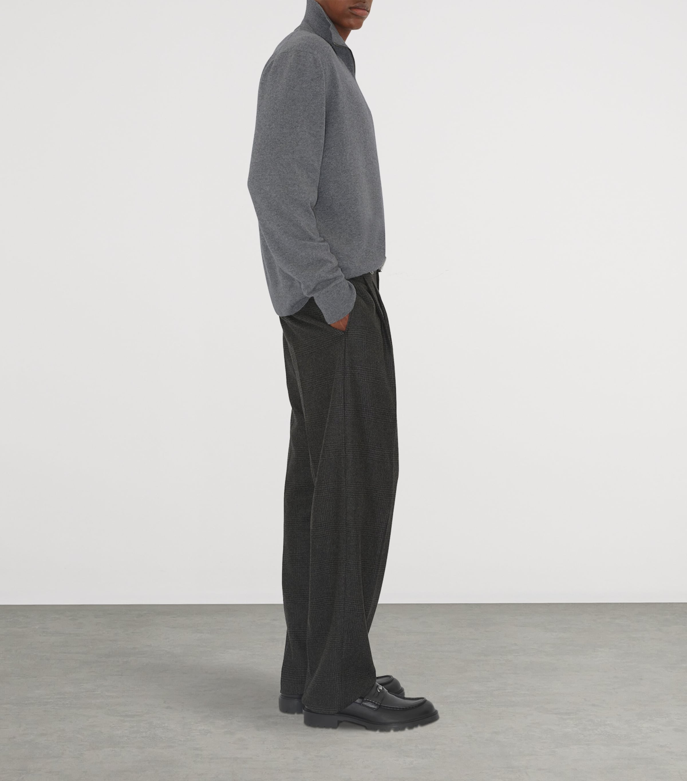 Cashmere-Blend Quarter-Zip Slim Sweater GREY Image 3