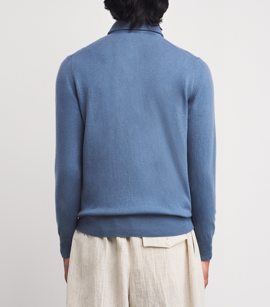 Cashmere Long-Sleeve Polo Shirt 820 Image 4