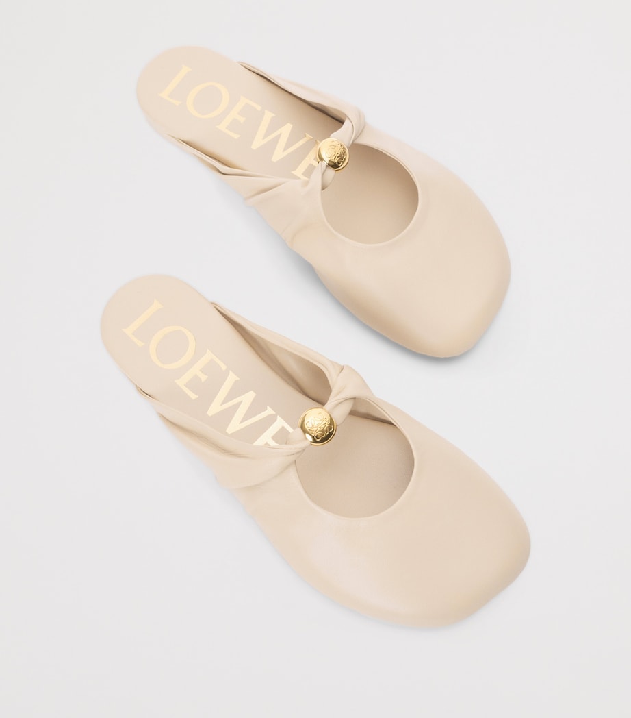 LOEWE Leather Pebble Mules Dough Image 4
