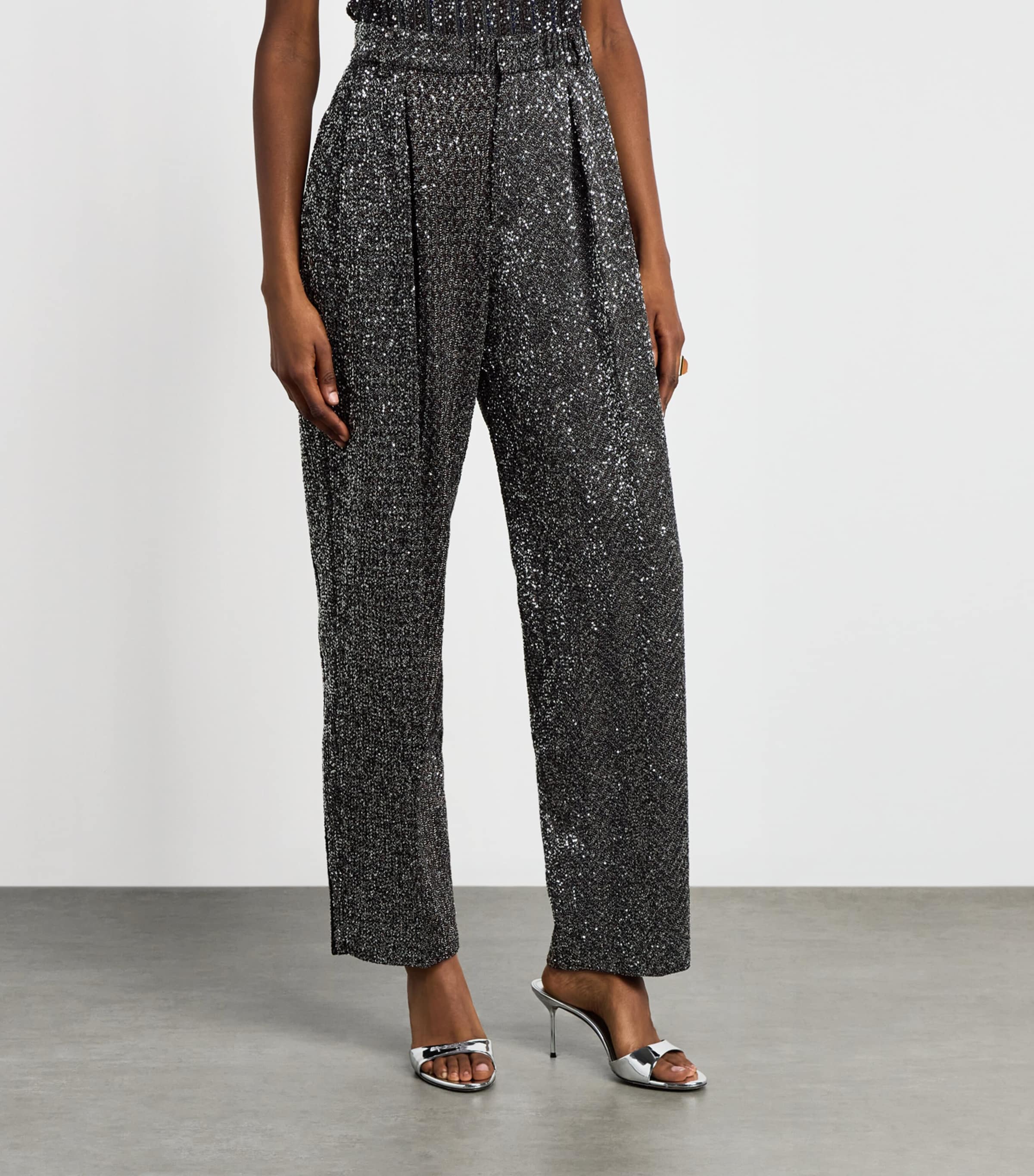 Missoni Womens Metallic Straight Trousers Blk/rst/slvr Image 4
