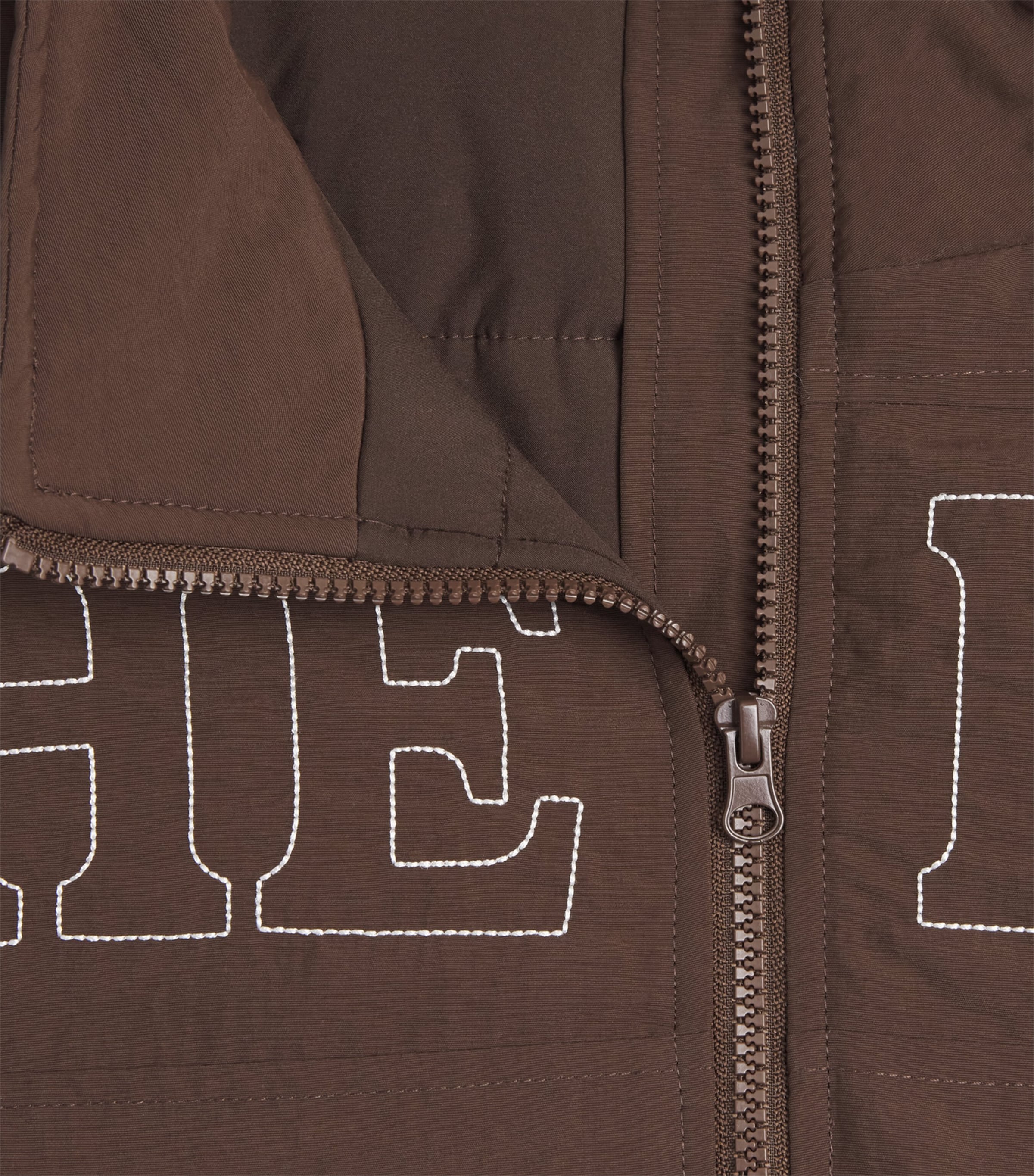 Embroidered Pit Crew Puffer Jacket CHOCOLATE BROWN Image 6