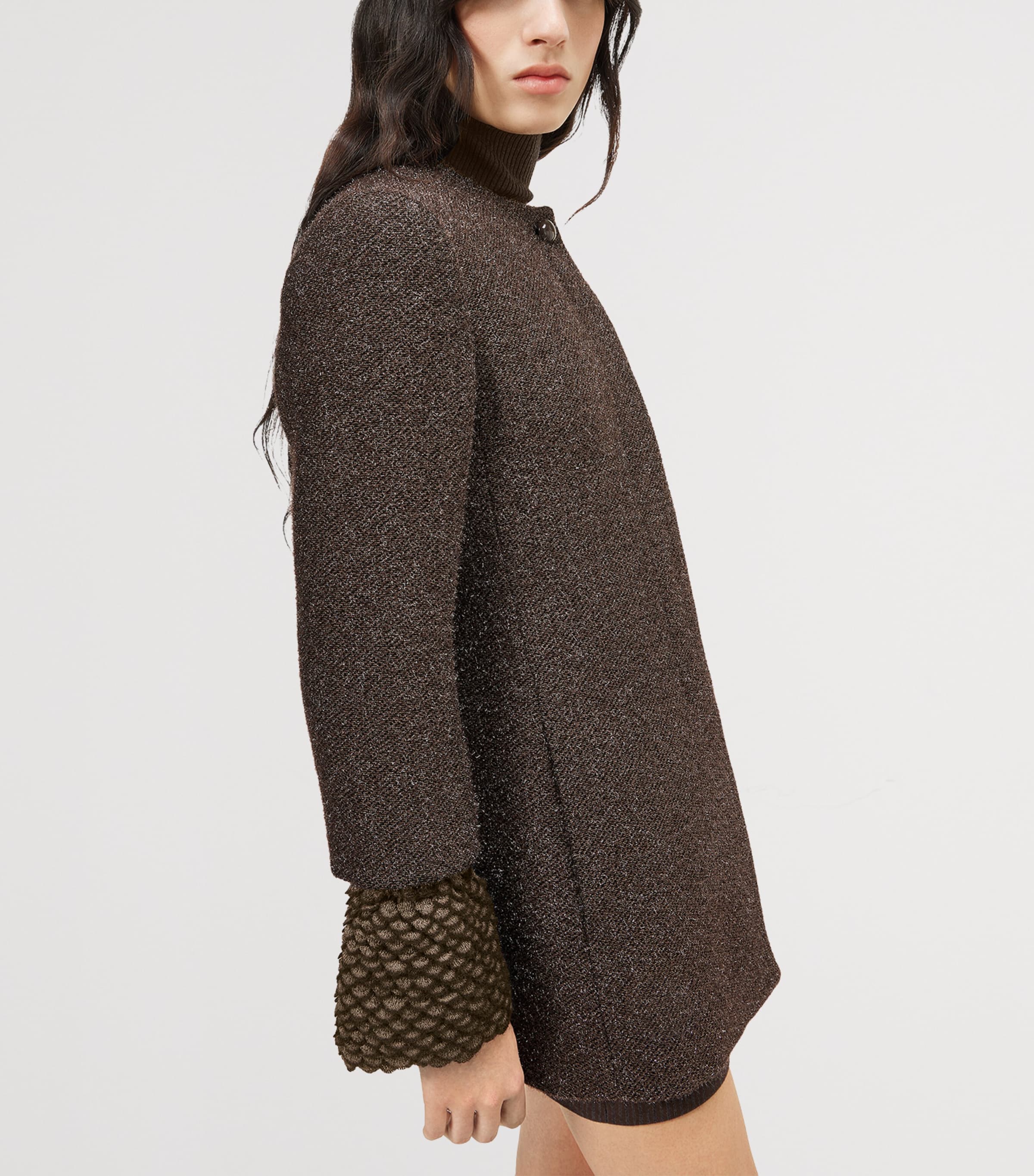 McQueen Womens Metallic Tweed Coat Image 6