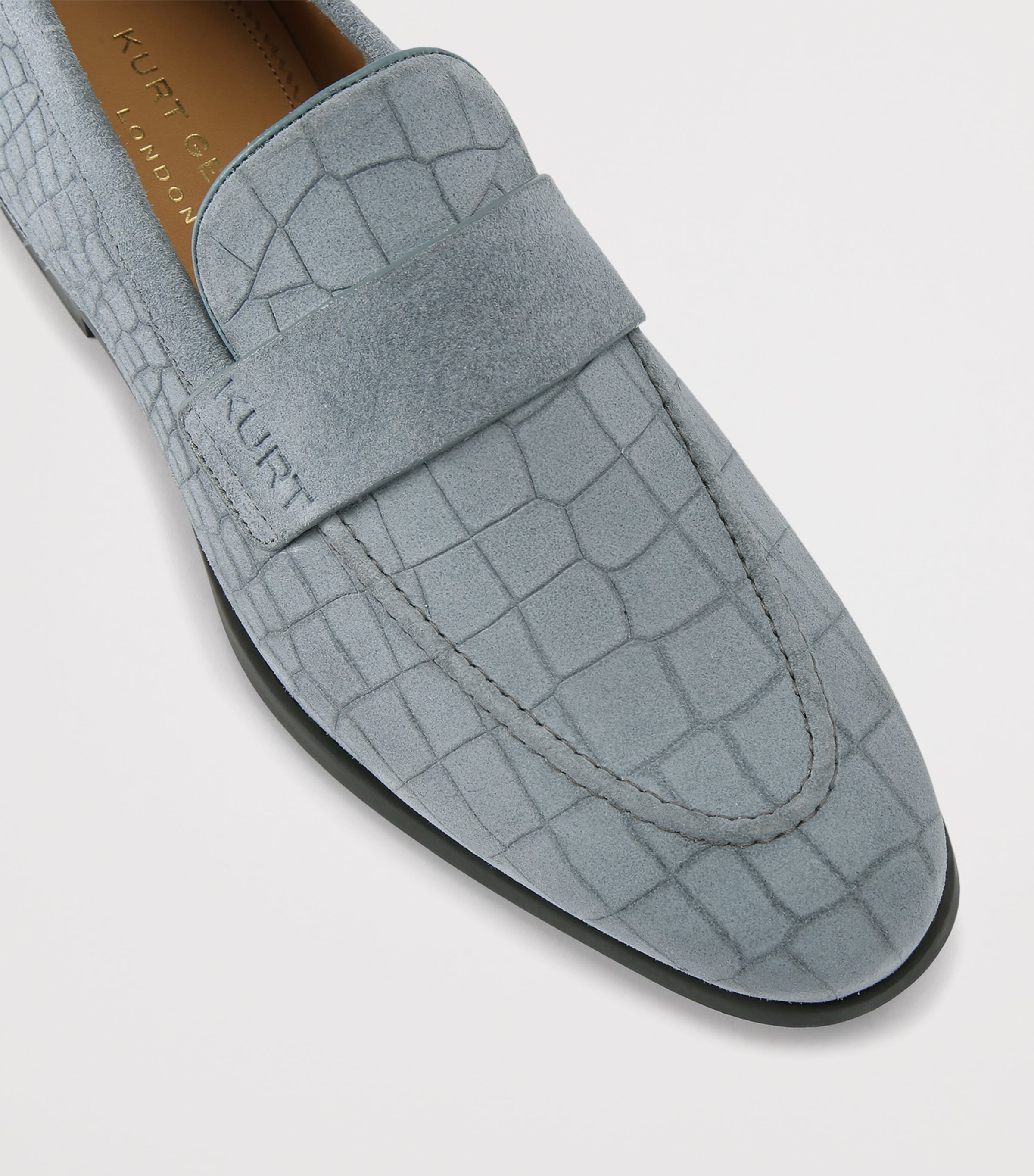 Kurt Geiger London Croc-Embossed Suede Aldgate Flex Loafers Mid Blue Image 4
