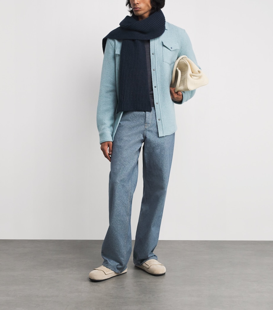 Cashmere Donegal Scarf Q25312 NAVY/GREEN Image 3