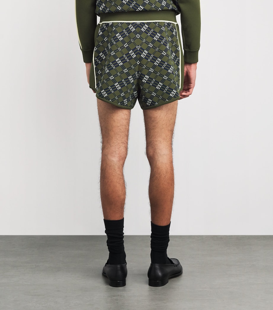 Wales Bonner Mens Power Check Shorts Khaki / Navy Image 4