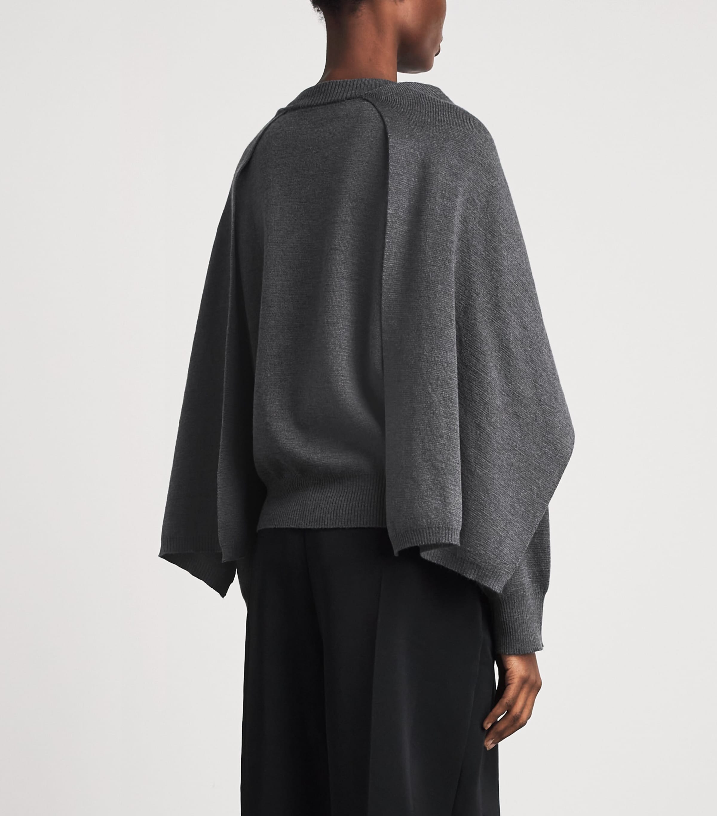 Róhe Womens Wool Cape Sweater Drk Grey Melange Image 5
