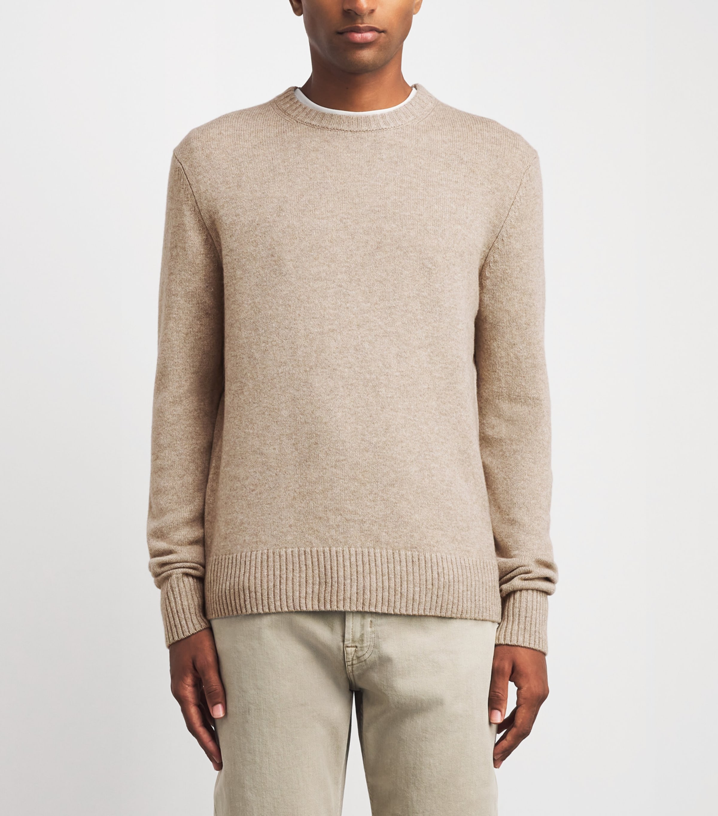 Yves Salomon Mens Wool-Cashmere Crew-Neck Sweater Sandstorm Image 4
