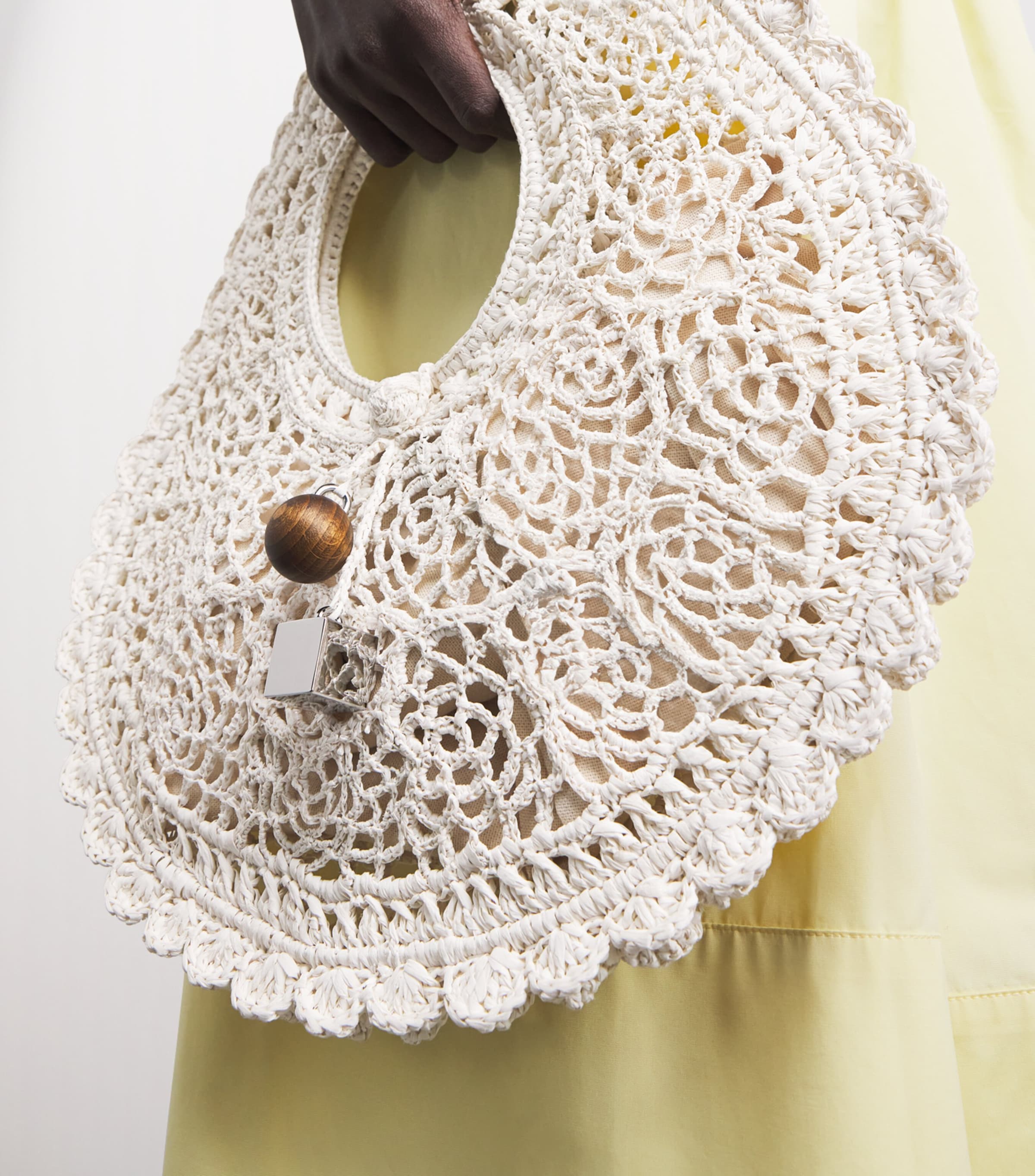 Jacquemus Raffia Lace Spiaggia Top-Handle Bag White Image 2