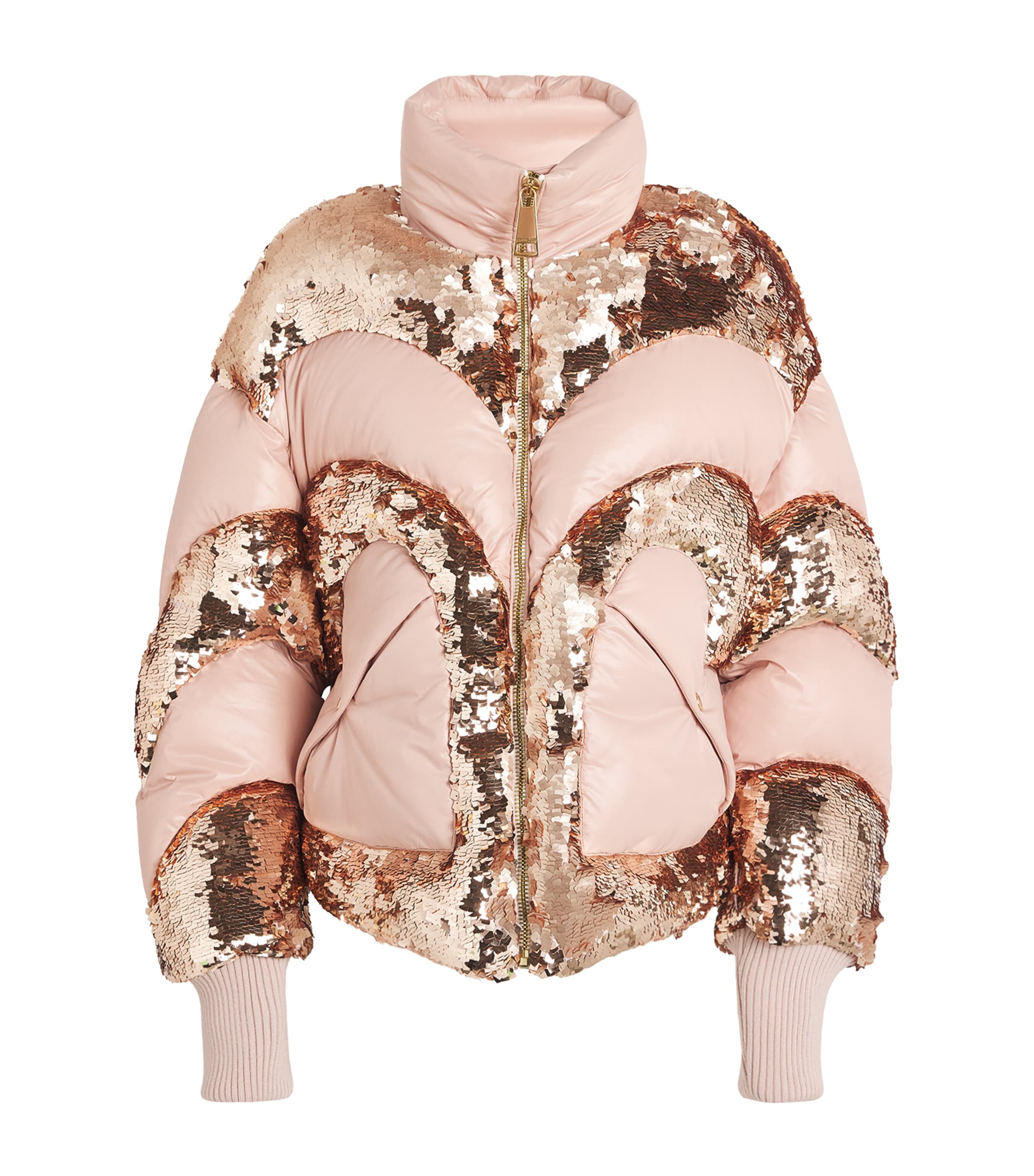 Shop Khrisjoy Down Embellished Corazon Puffer Jacket In Beige