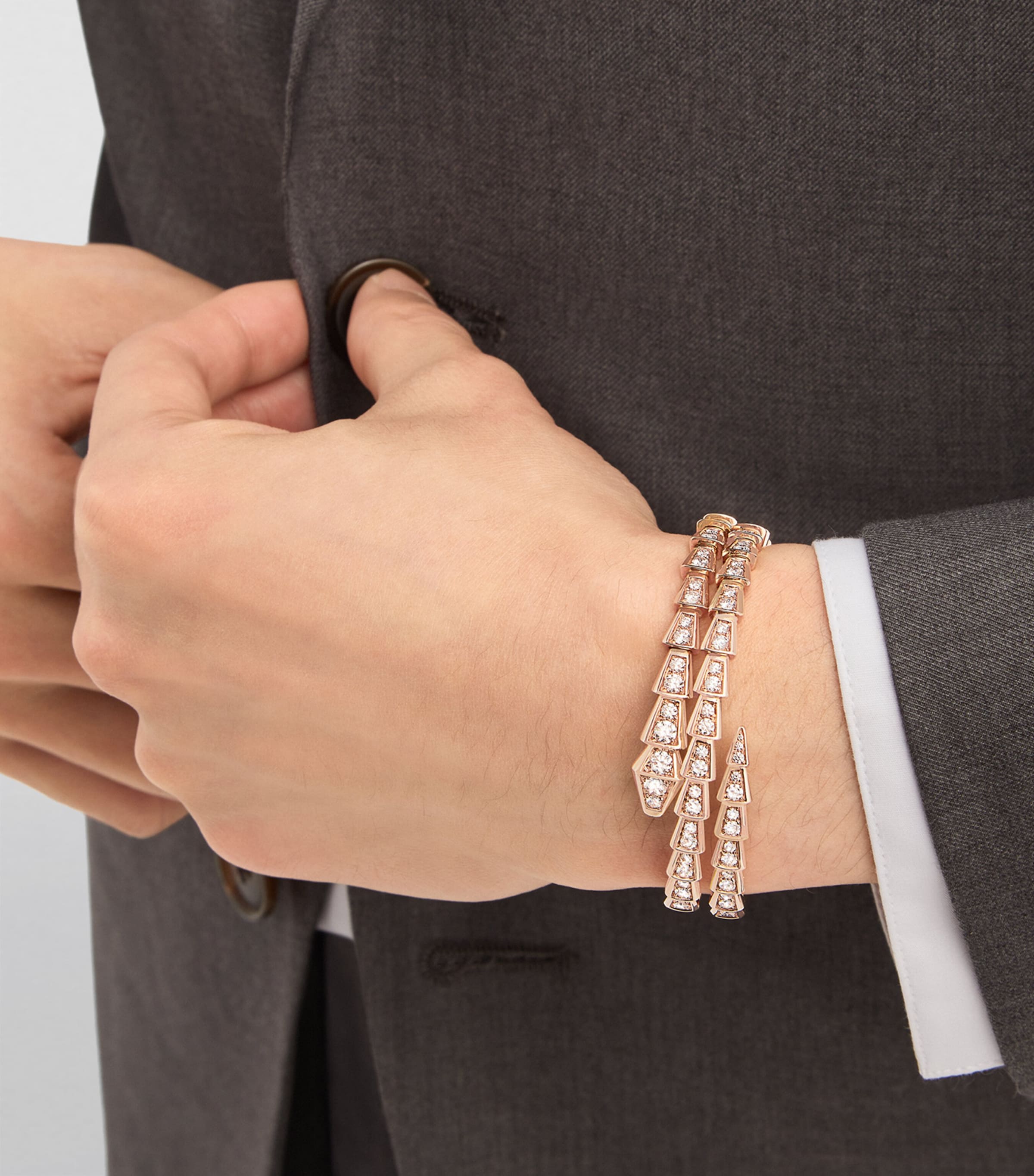 Rose Gold and Diamond Serpenti Viper Bracelet PINK GOLD Image 5