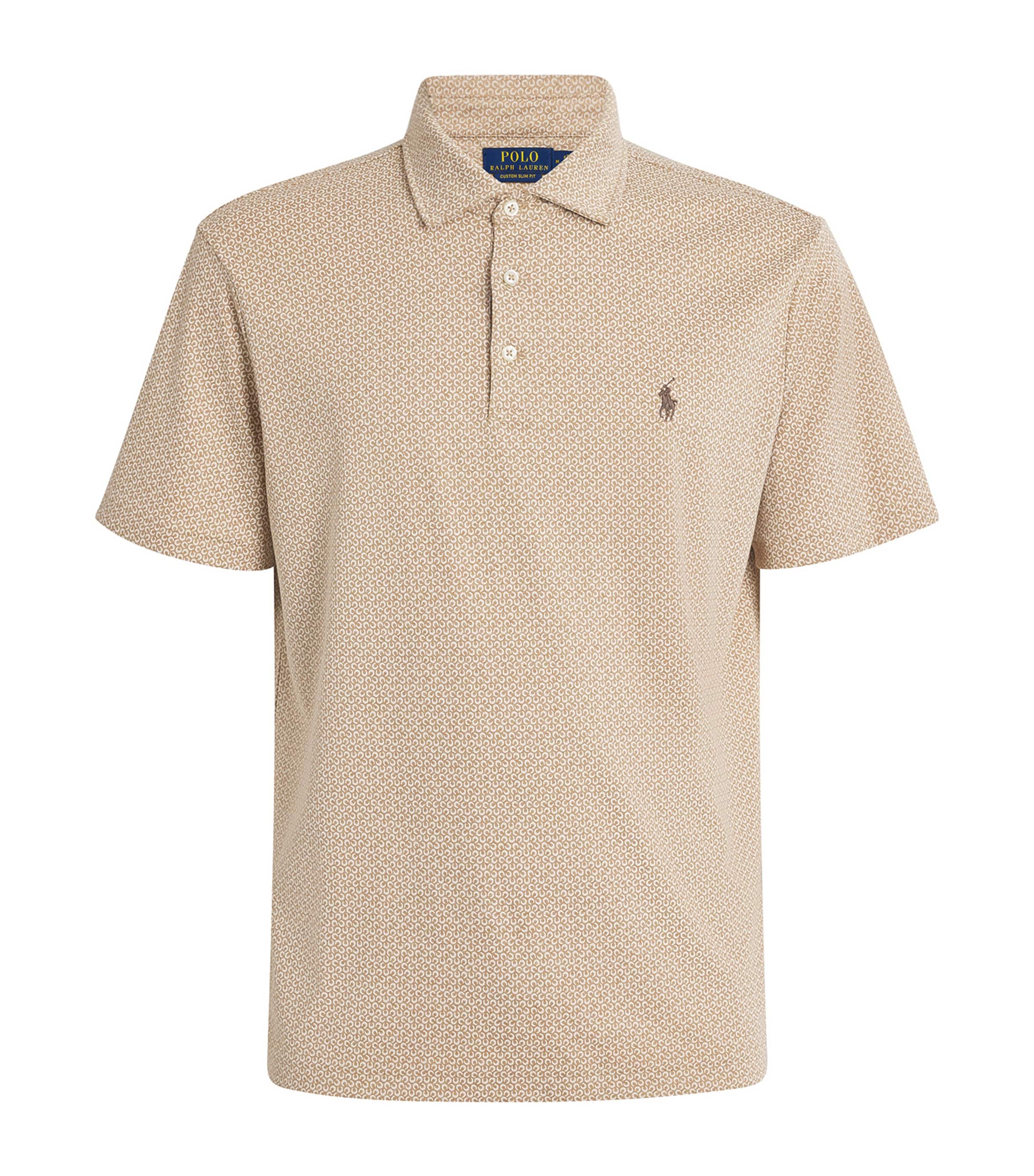 Polo Ralph Lauren Mens Cotton Geometric Polo Pony Polo Shirt Brown Image 1