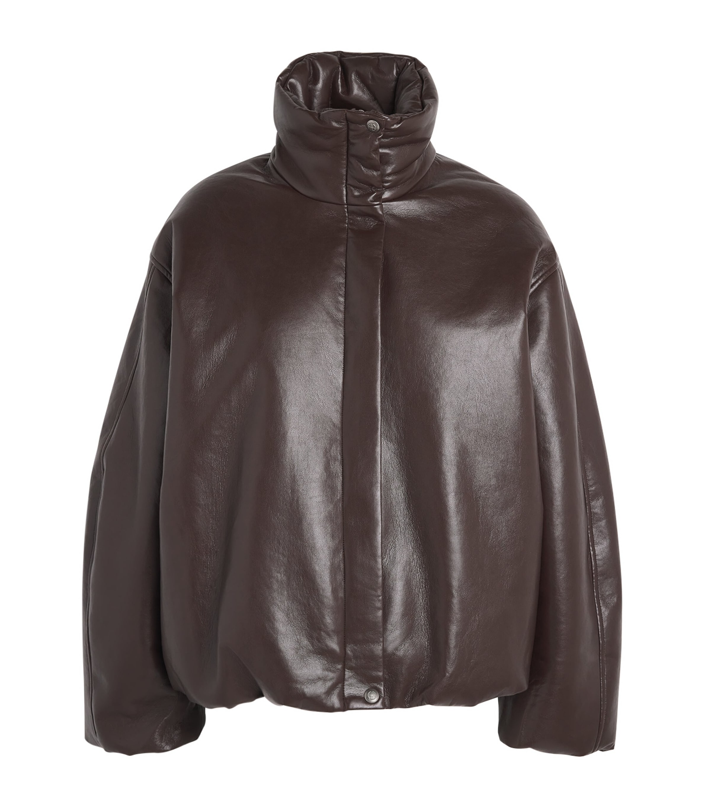 Leather-Blend Cyrus Bomber Jacket  DEEP BROWN Image 1