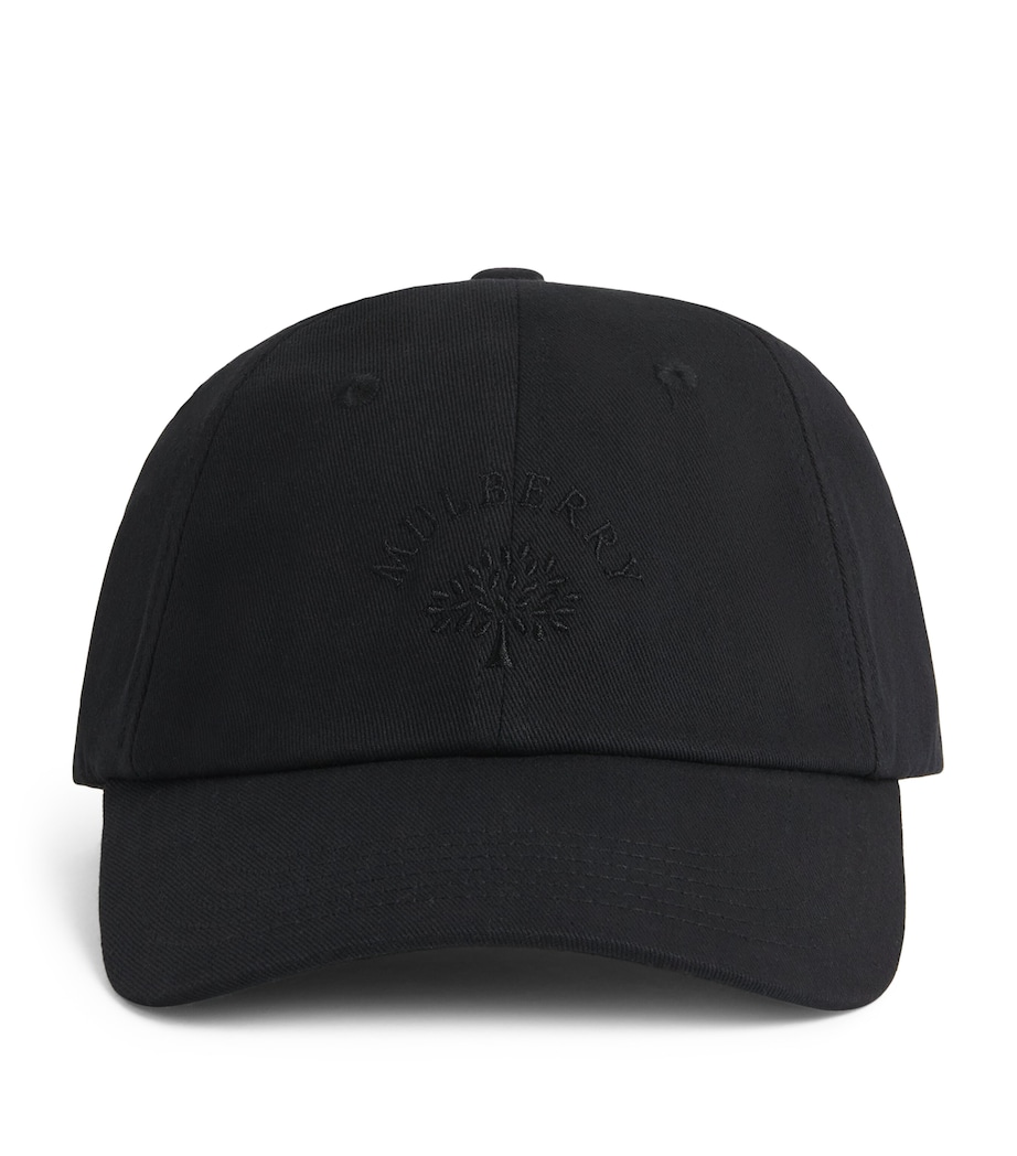 Mulberry Embroidered Logo Cap Black Image 1
