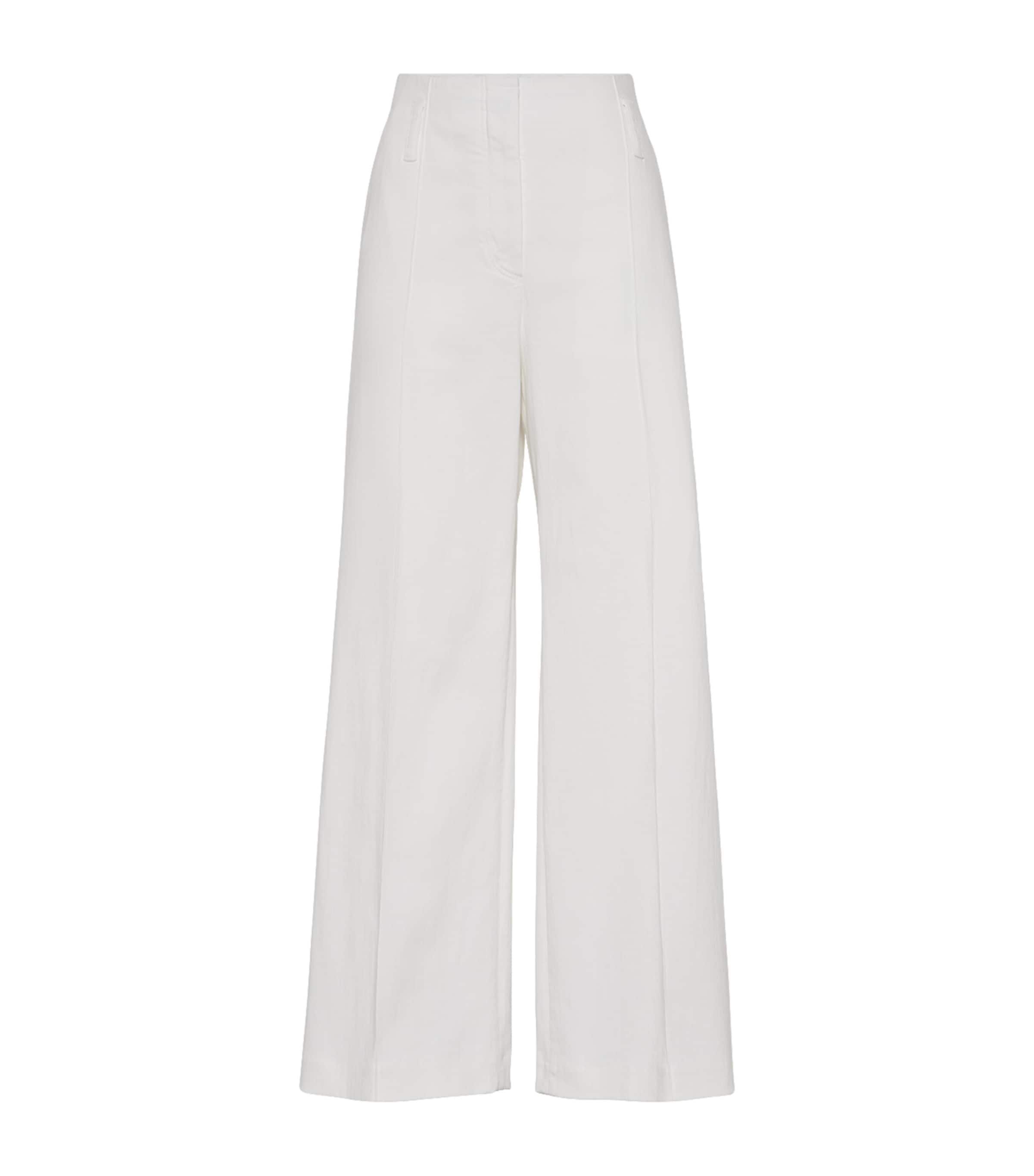 Brunello Cucinelli Stretch Cotton Flared Sartorial Trousers In Sand