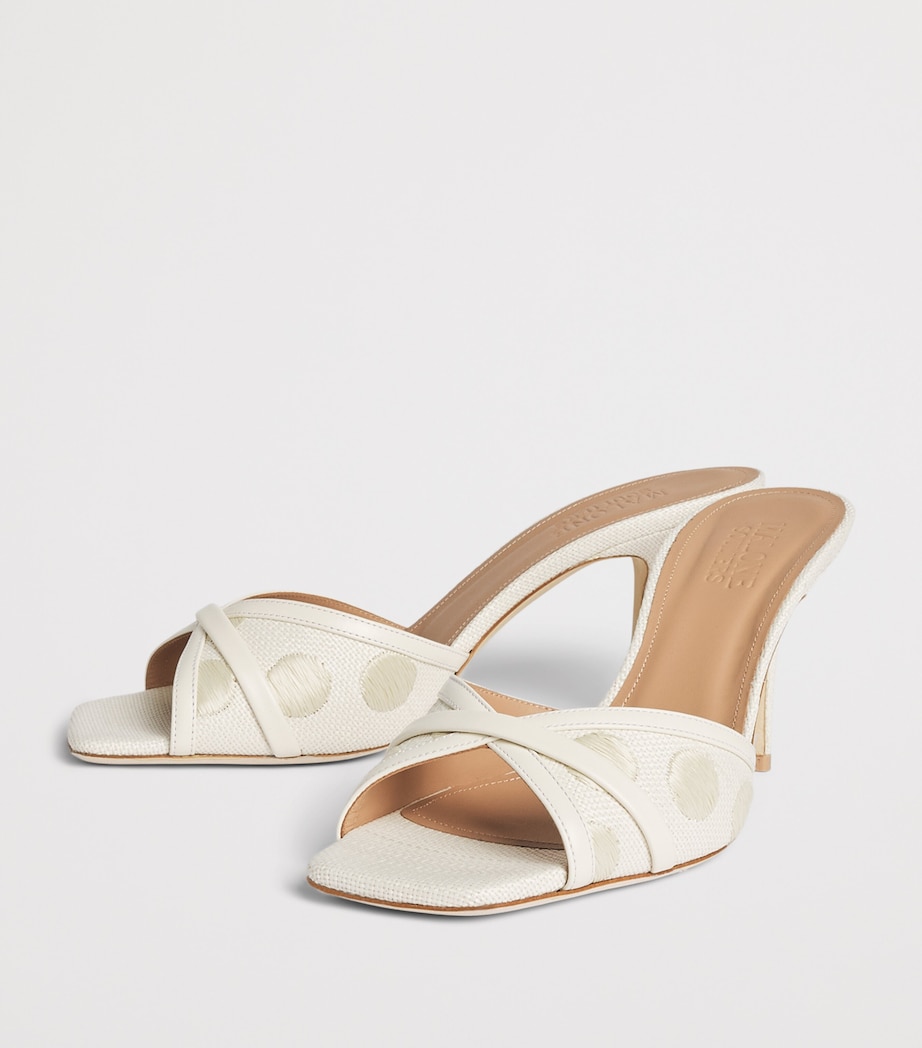 Malone Souliers Raffia-Leather Perla Mules 70 Beige Image 3