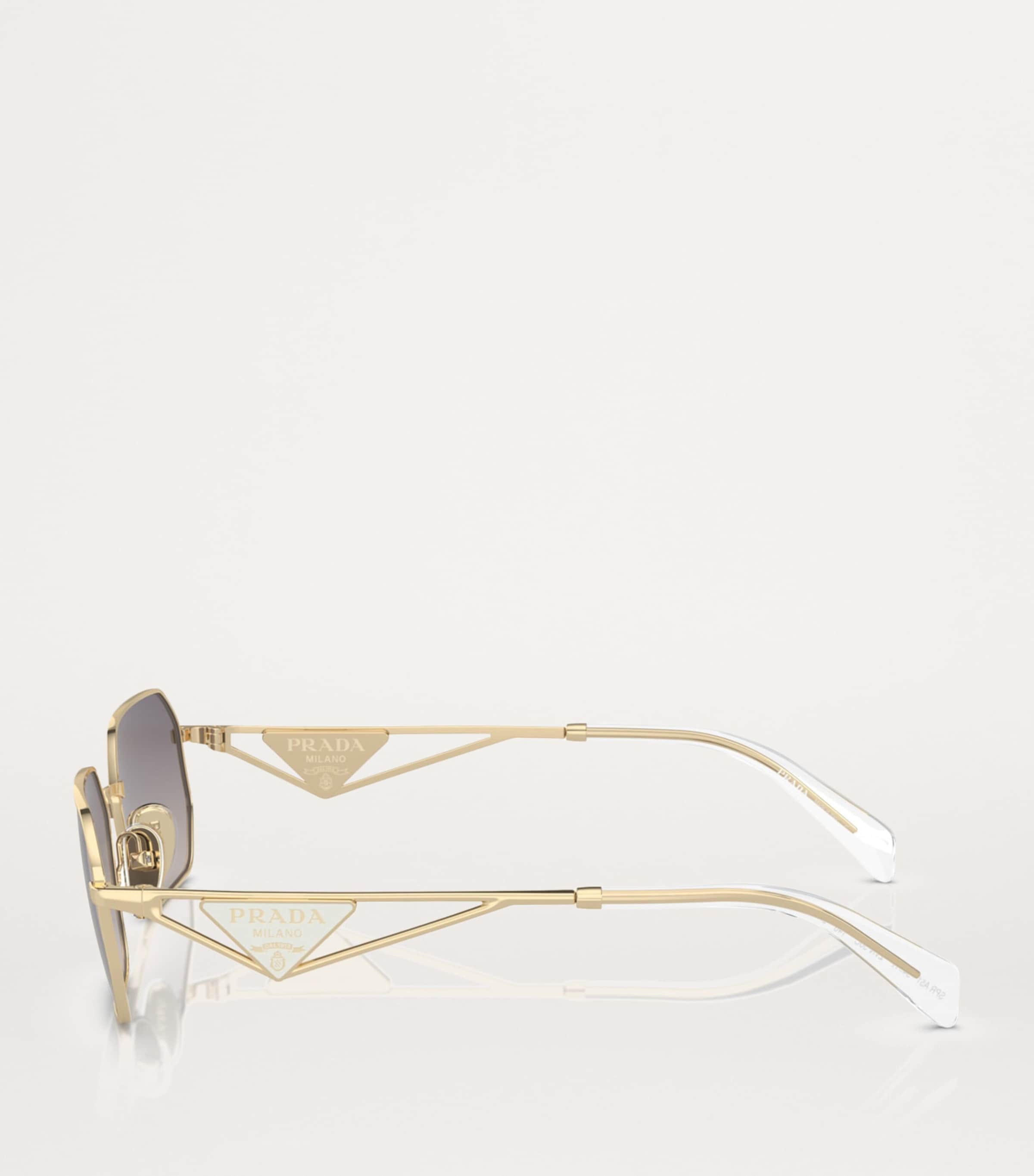 Prada Gold Metal Rectangular Sunglasses | Harrods UK