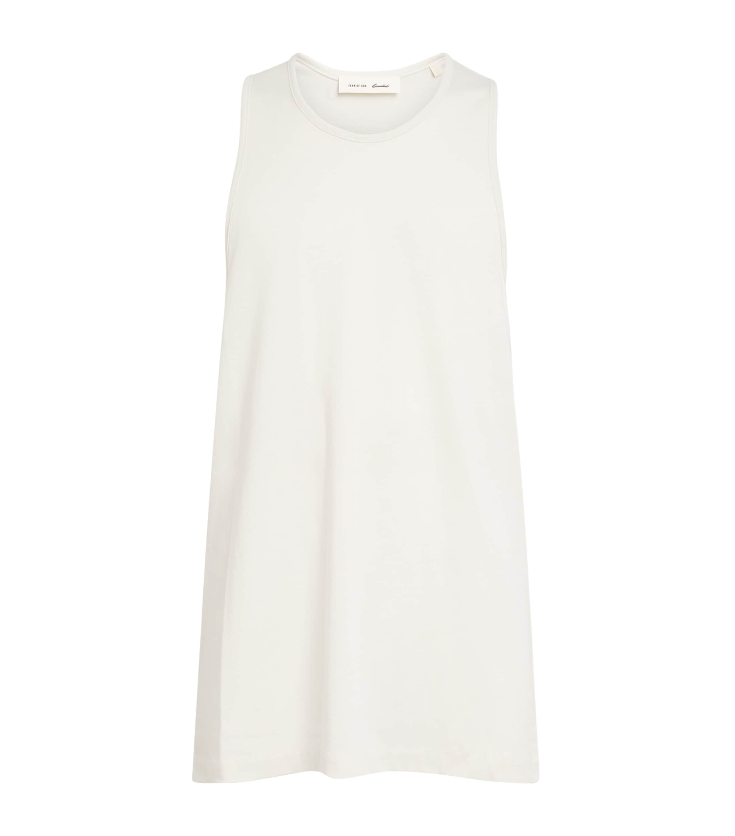 FEAR OF GOD ESSENTIALS Mens Cotton-Blend Oversized Tank Top Ivory Image 1