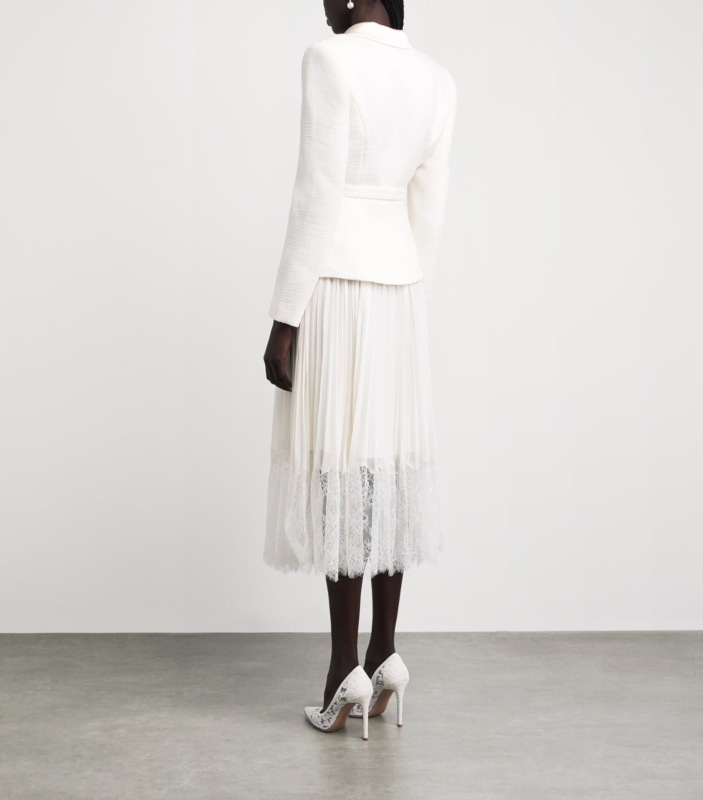 Self-Portrait Ivory Bouclé Midi Dress | Harrods US