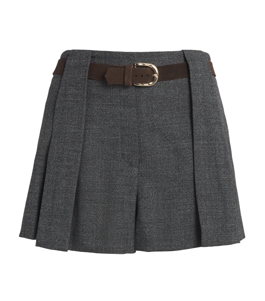 Belted Pleated Shorts LIGHT GREY Image 1