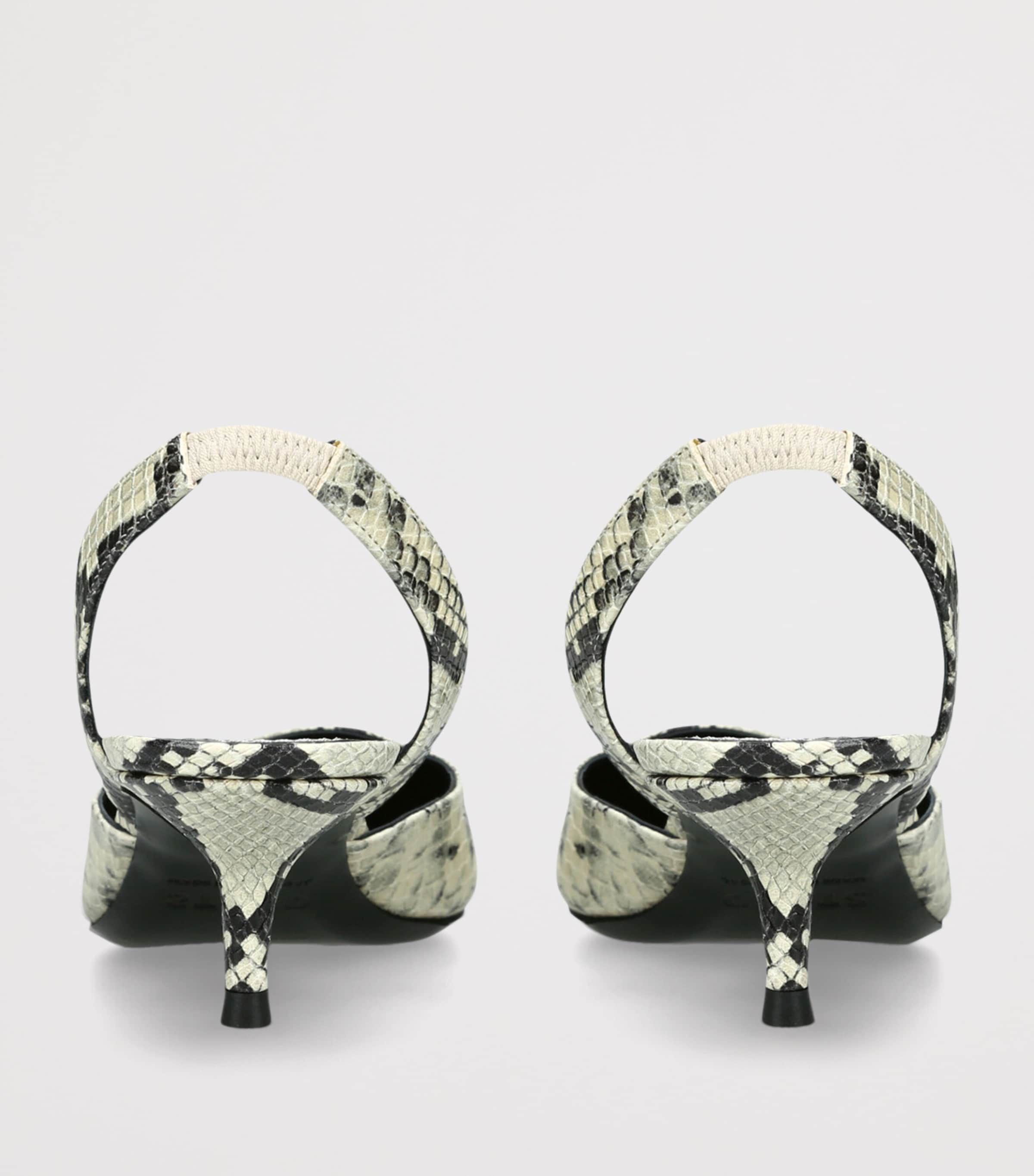 Leather Snake Print Sebastian Slingback Heels 55 CREAM COMB Image 2