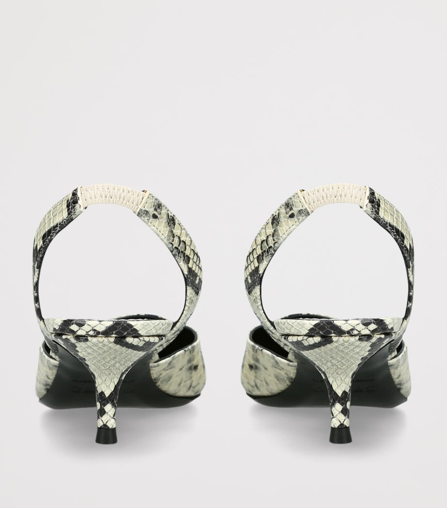 Leather Snake Print Sebastian Slingback Heels 55 CREAM COMB Image 2