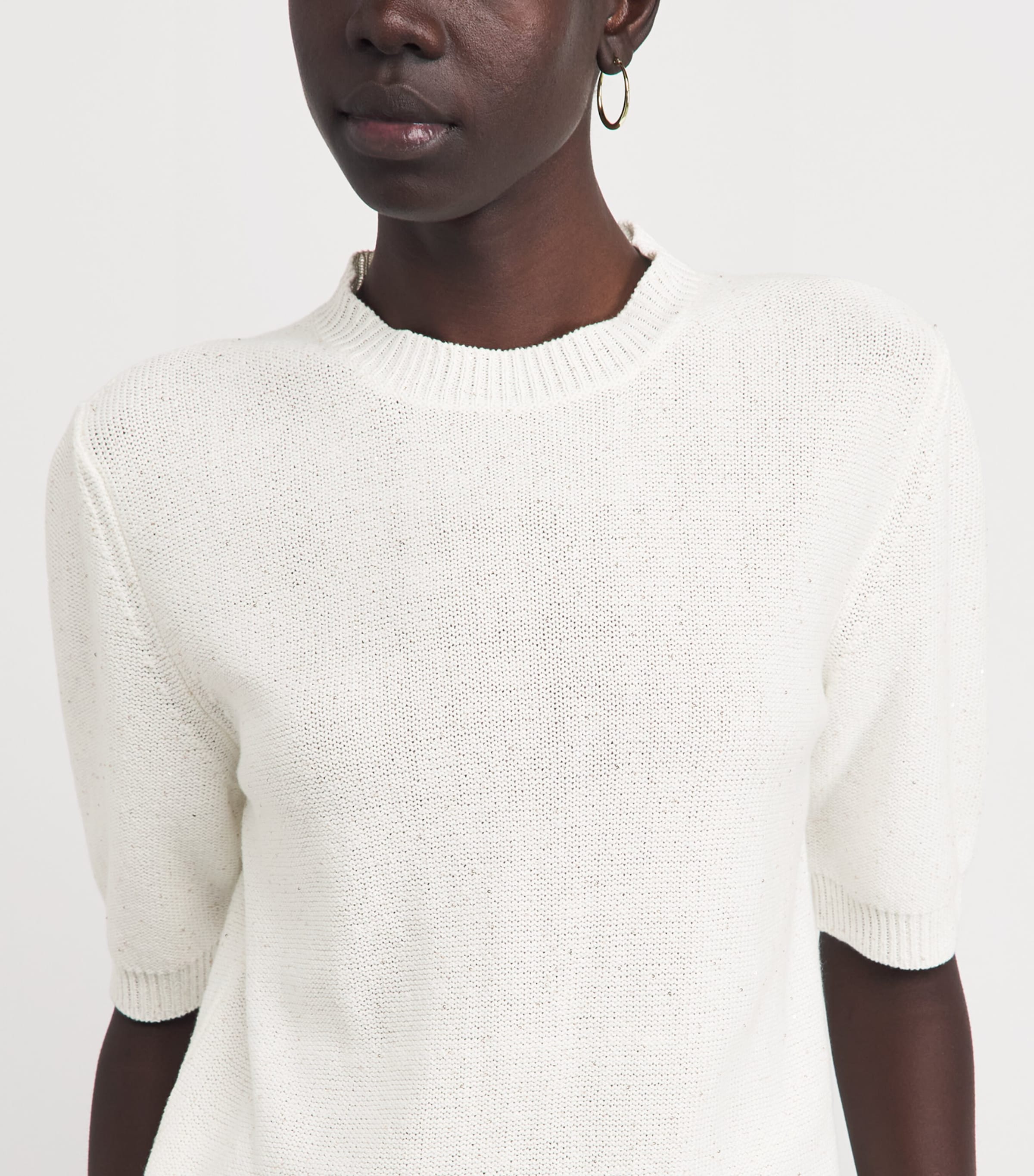 Fabiana Filippi Womens Cotton-Blend Sequin Sweater Bianco Image 3