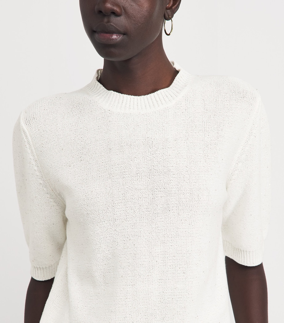 Fabiana Filippi Womens Cotton-Blend Sequin Sweater Bianco Image 3