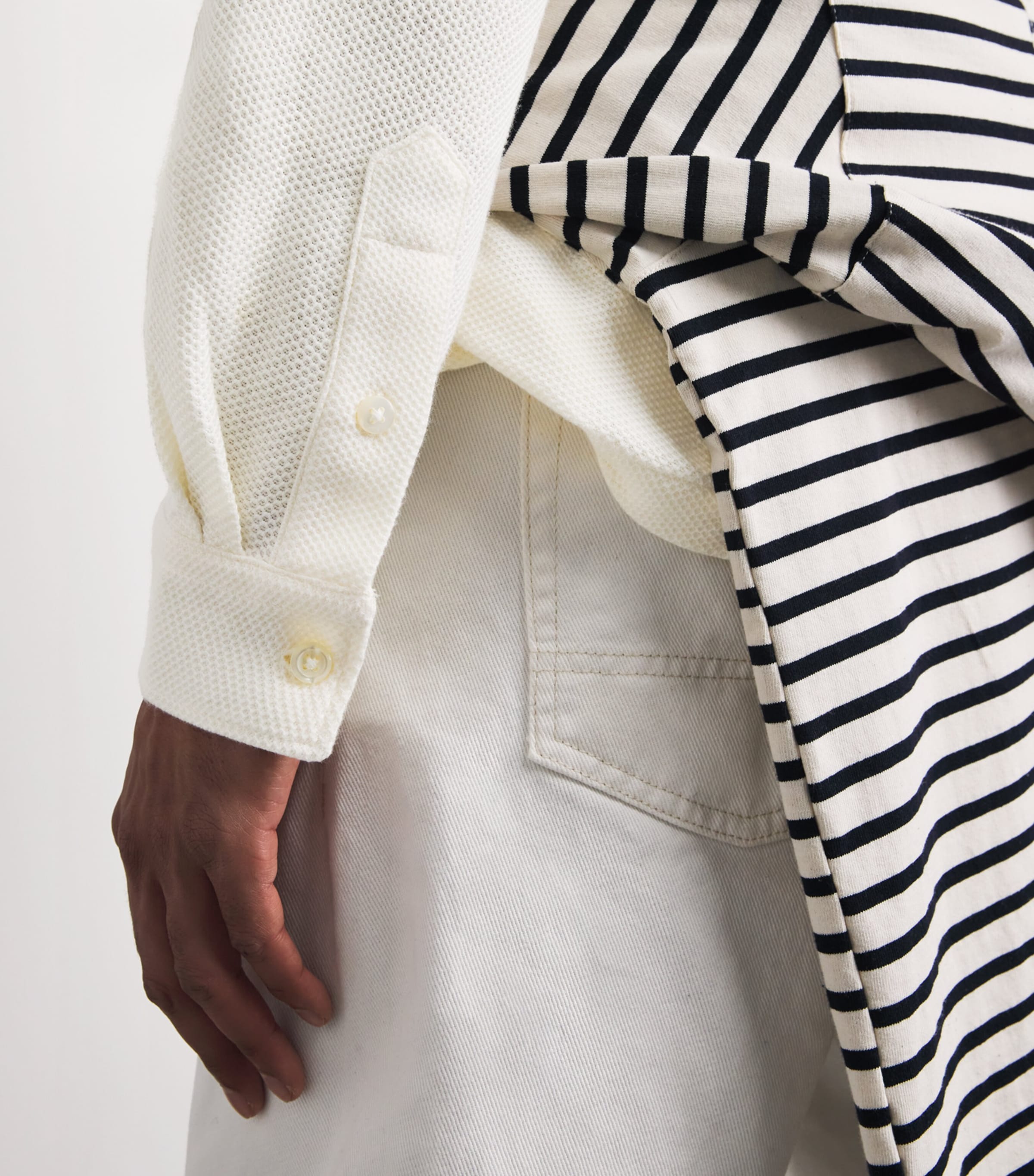 Polo Ralph Lauren Mens Cotton Honeycomb Shirt Pale Cream Image 3