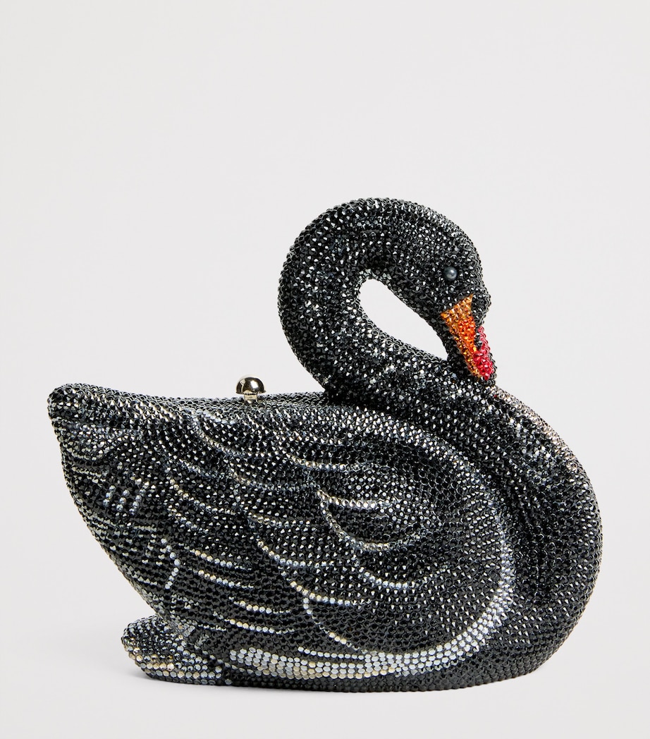 Judith Leiber Embellished Swan Clutch Bag Silver Jet Multi Image 1