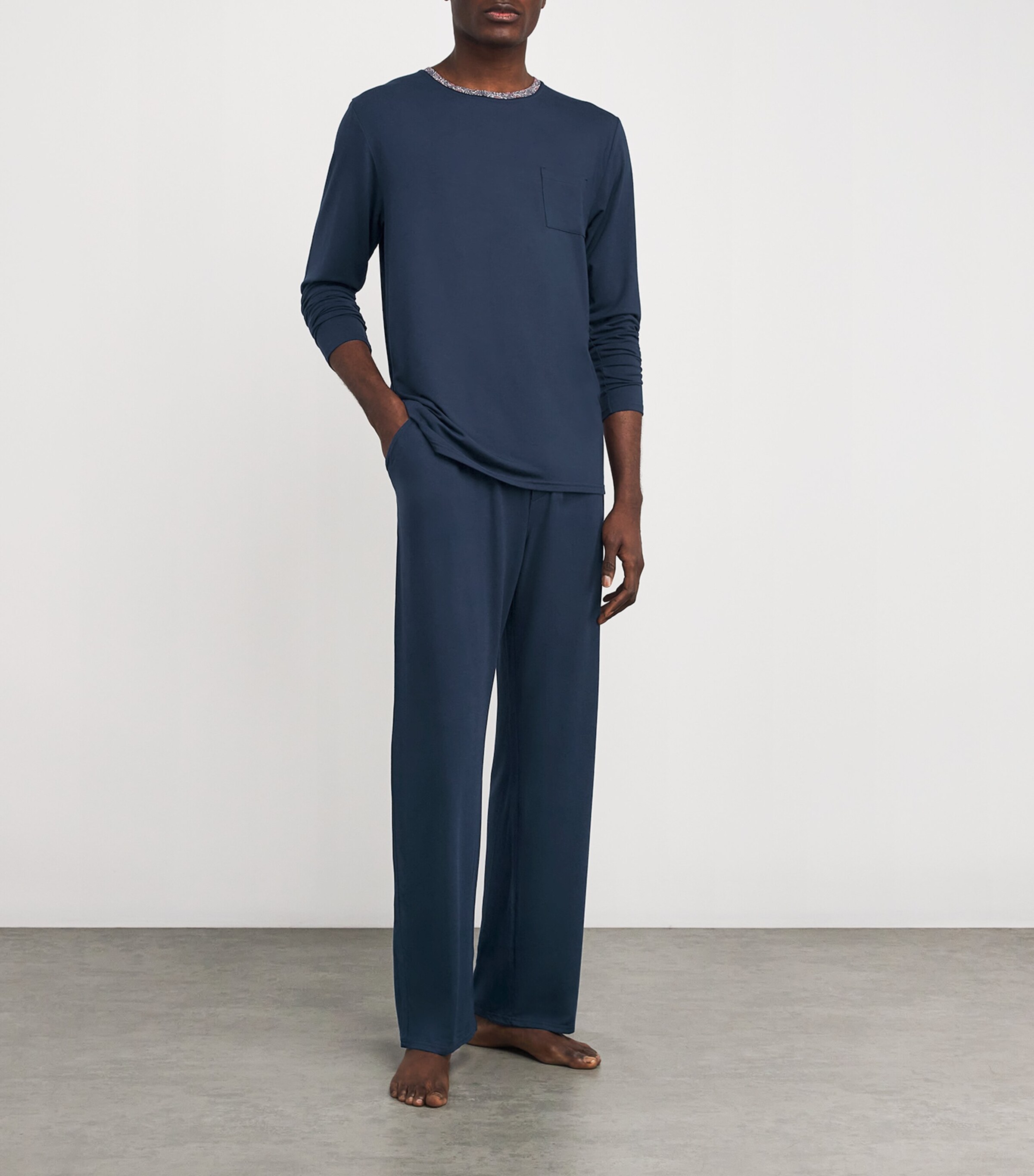 Contrast Waist Pyjama Trousers NAVY/HENRY RED Image 2