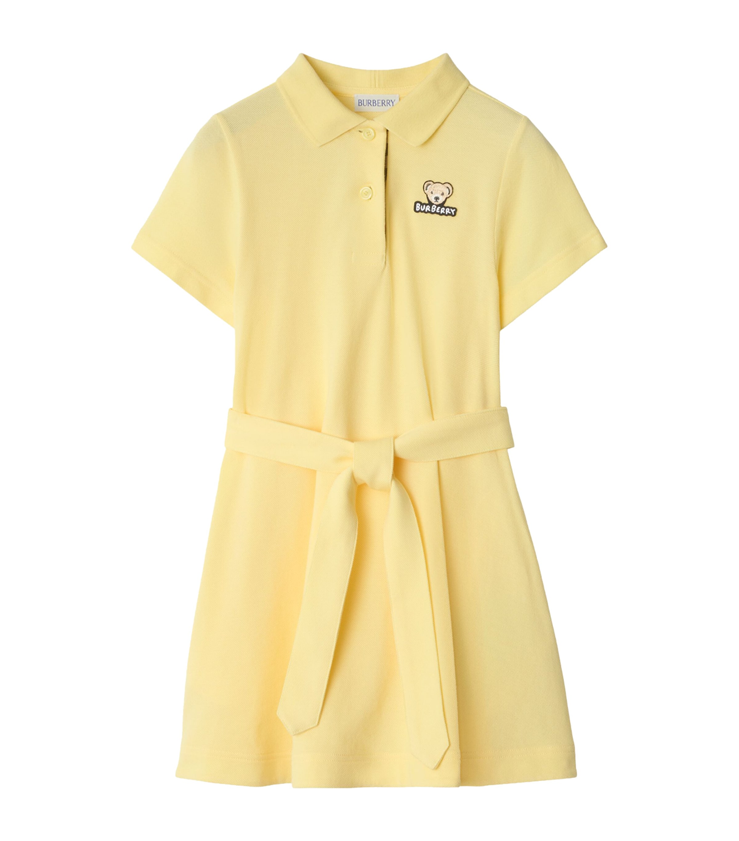 Burberry Cotton Polo Shirt Dress In Yellow