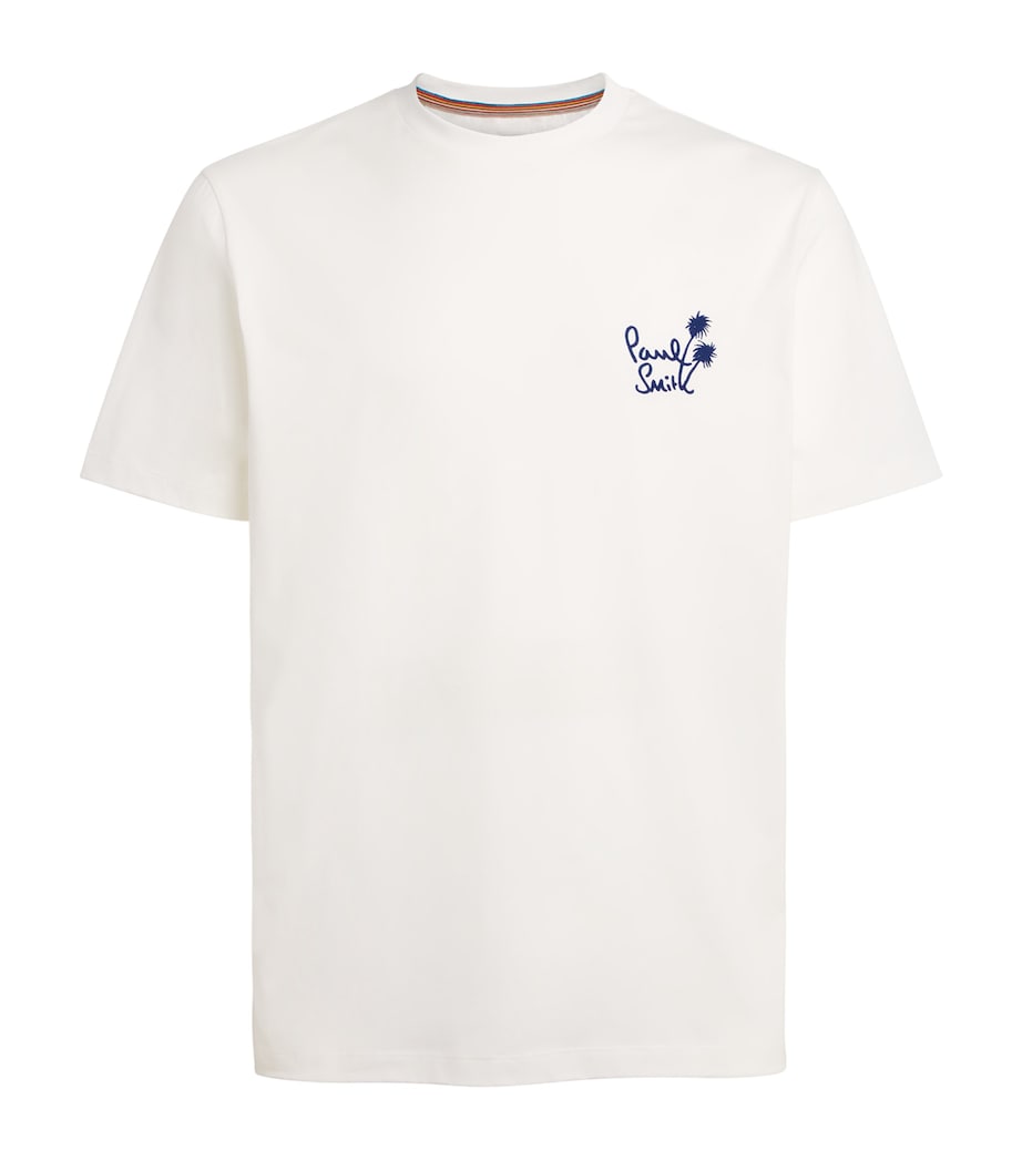 Paul Smith Mens Cotton Embroidered Logo T-Shirt White Image 1