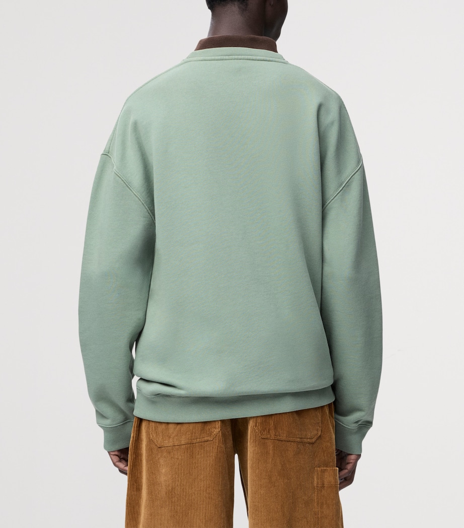 LOEWE Mens Cotton-Blend Anagram Sweatshirt Sage Image 4
