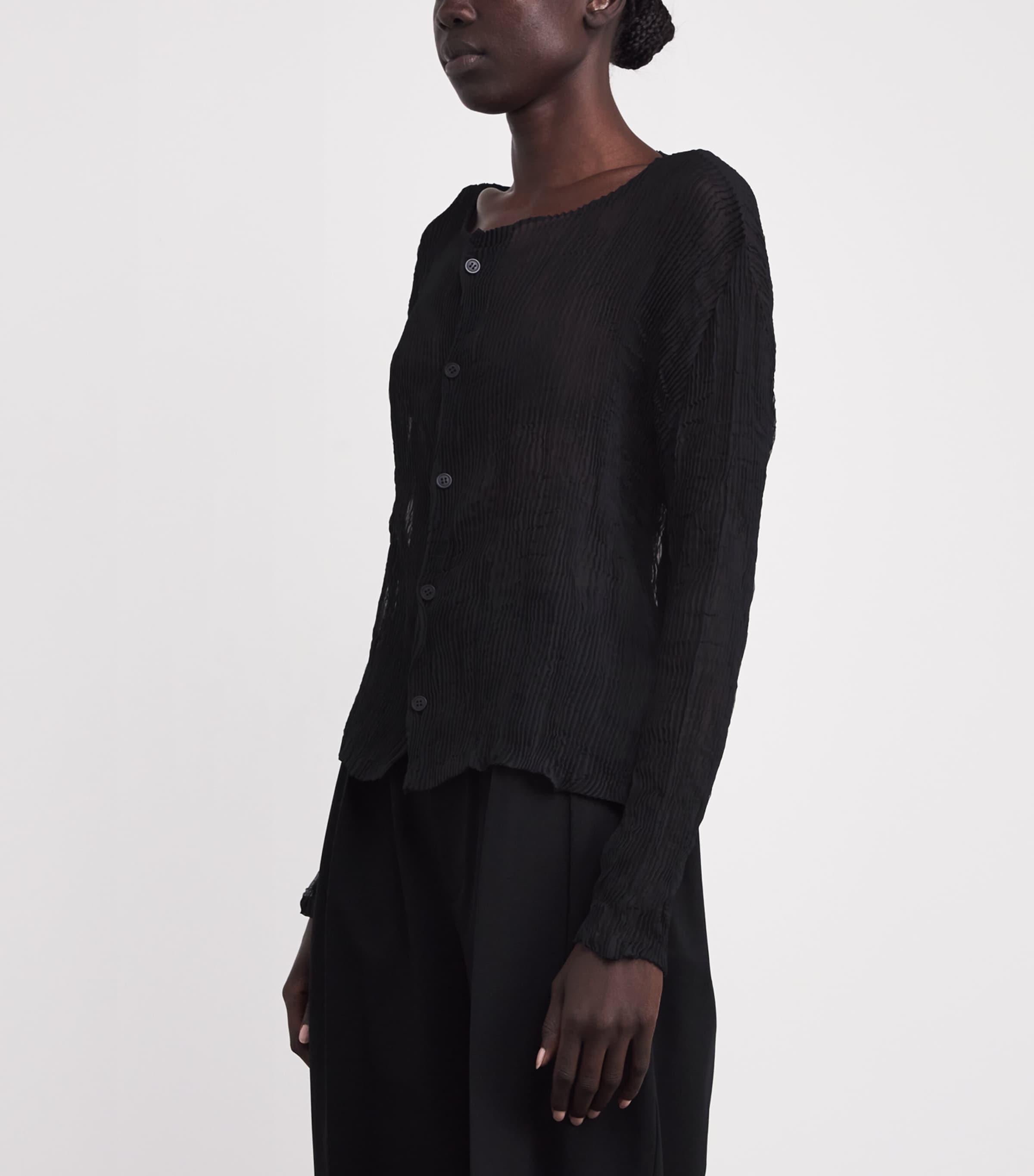 Chiffon Twist Cardigan BLACK Image 3