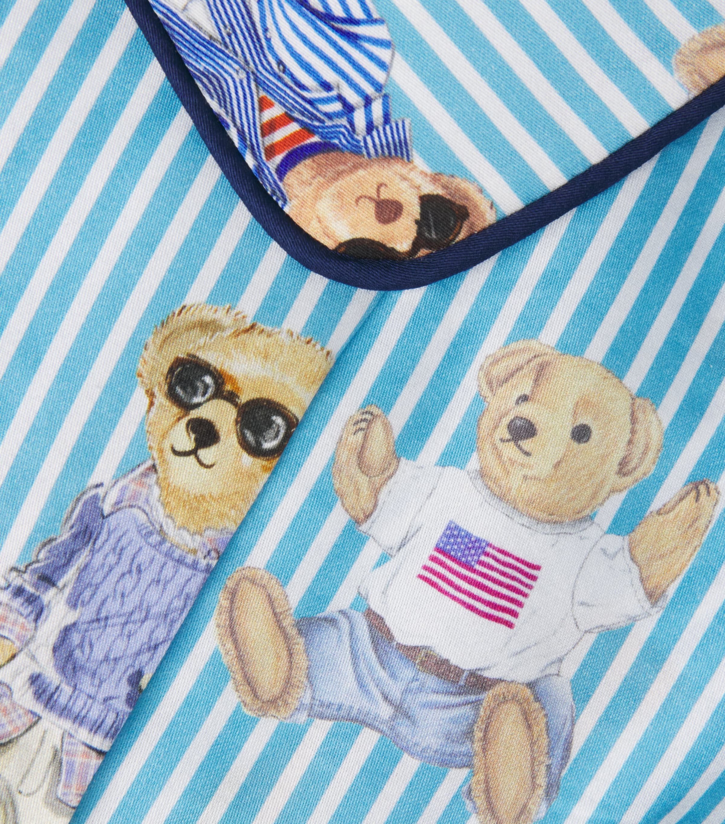Polo Ralph Lauren Womens Cotton Stripe Polo Bear Pyjama Set Agua Mist Bear Image 6