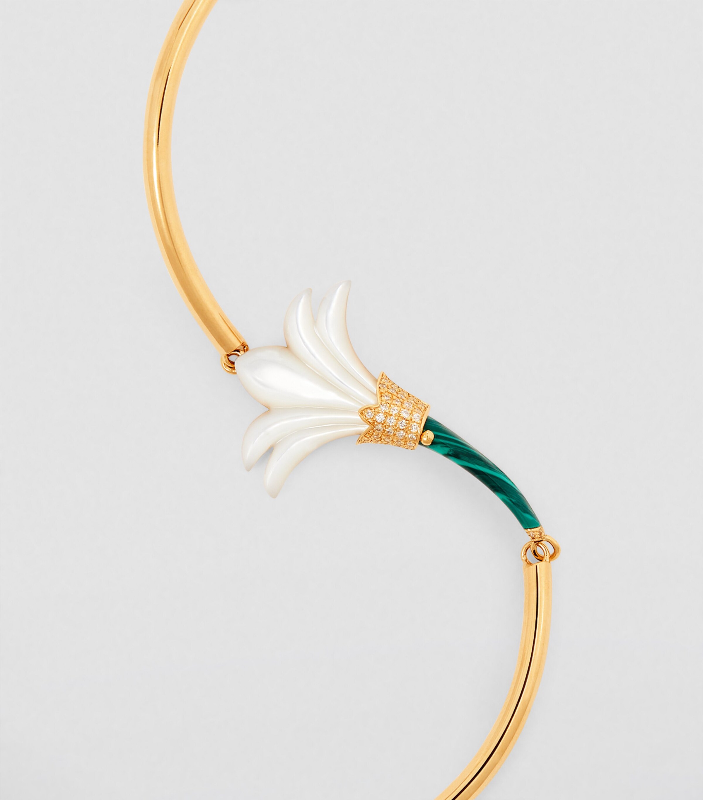 L'ATELIER NAWBAR Yellow Gold, Diamond, Mother-of-Pearl and Malachite Psychedeliah Bangle Yellow Gold Image 6
