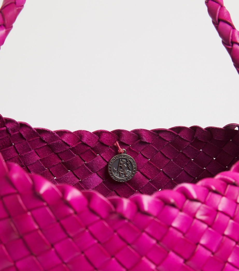 DRAGON DIFFUSION Leather Woven Rosanna Shoulder Bag Fuschia Image 5