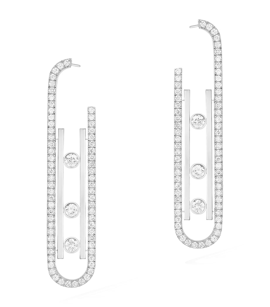 White Gold and Diamond Move 10th Birthday Earrings WHITE GOLD Image 1