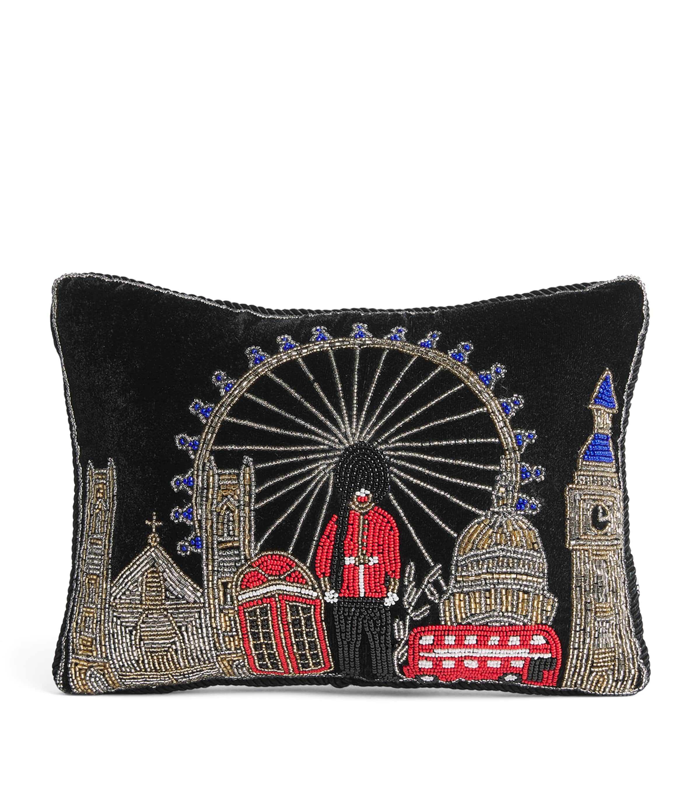 Harrods London Skyline Cushion Black Image 1