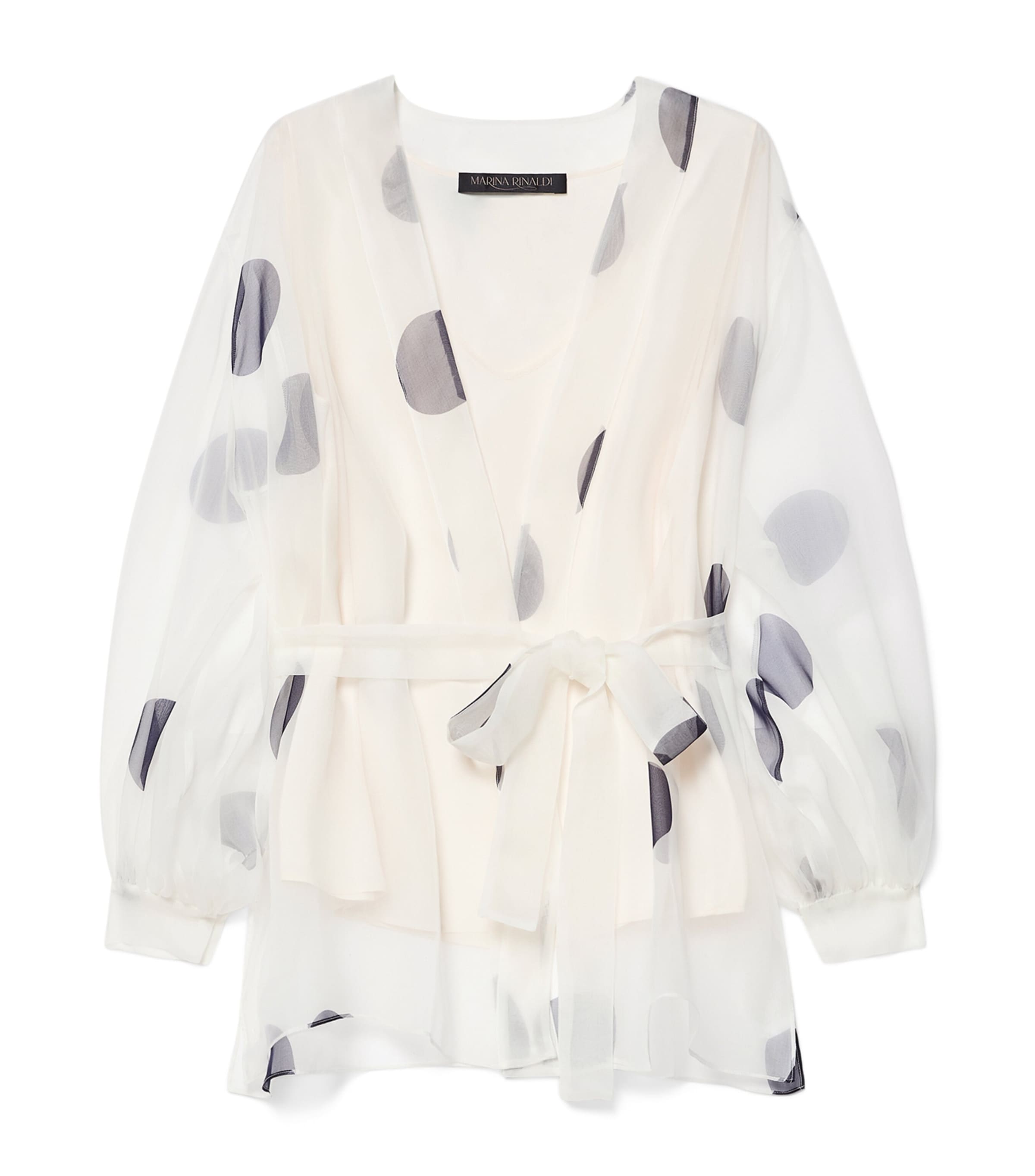Marina Rinaldi Womens Silk Polka Dot Blouse Ivory Image 1