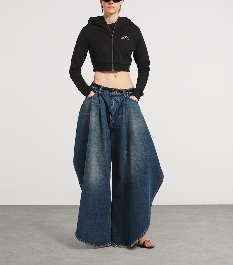 Balenciaga Womens Cropped Zip-Up Hoodie Image 2