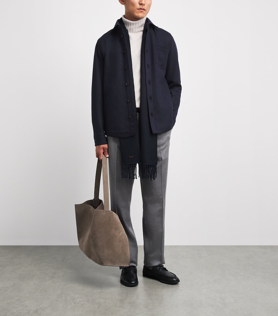 Maurizio Baldassari Mens Virgin Wool-Blend Overshirt Night Shadow Blu Image 2