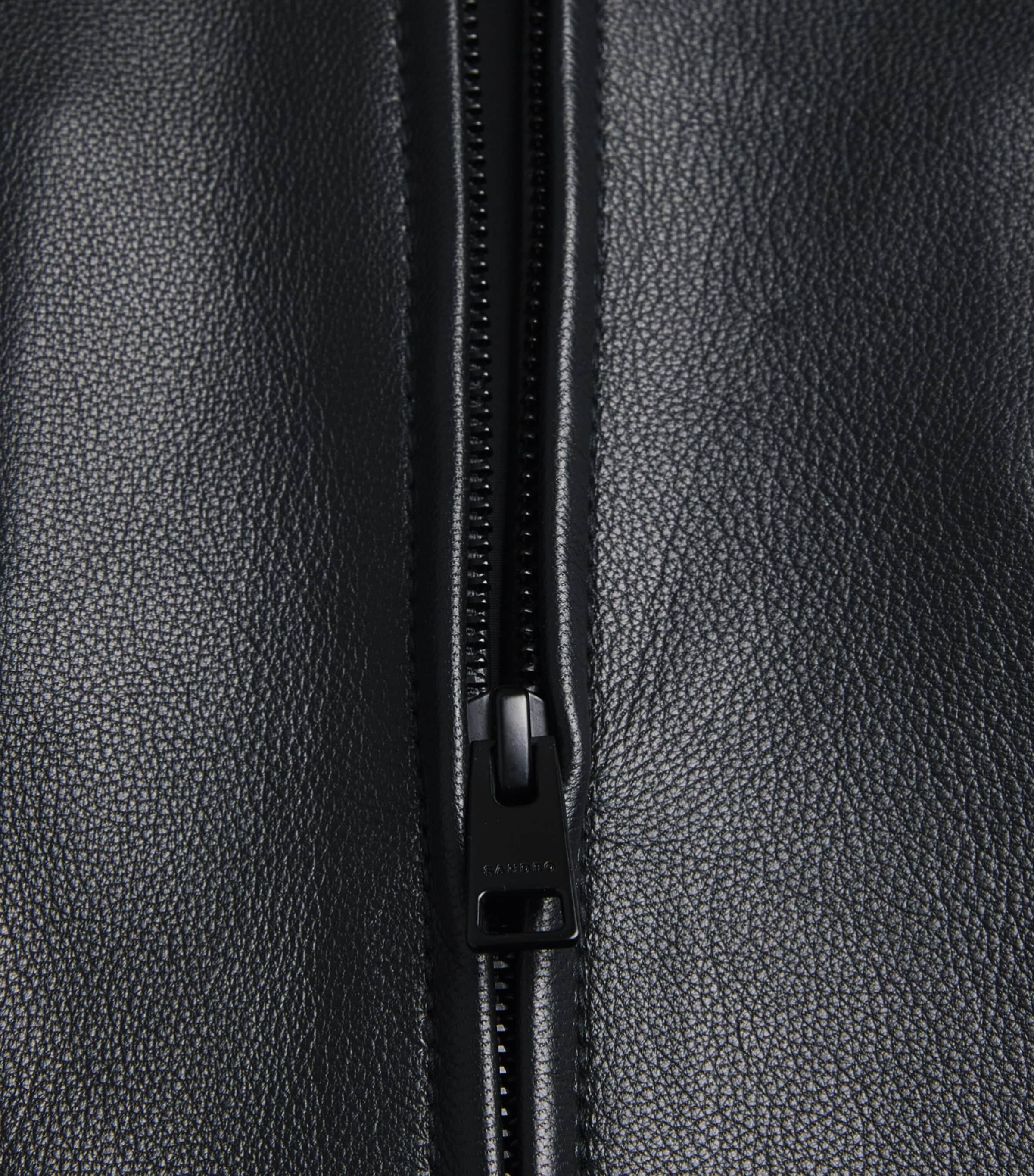 Sandro Paris Mens Leather Bomber Jacket Black Image 6