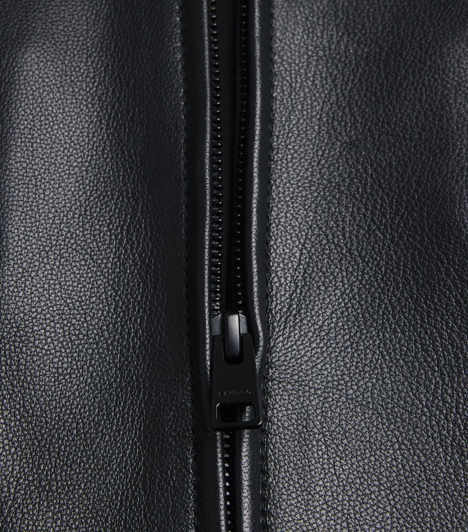 Sandro Paris Mens Leather Bomber Jacket Black Image 6