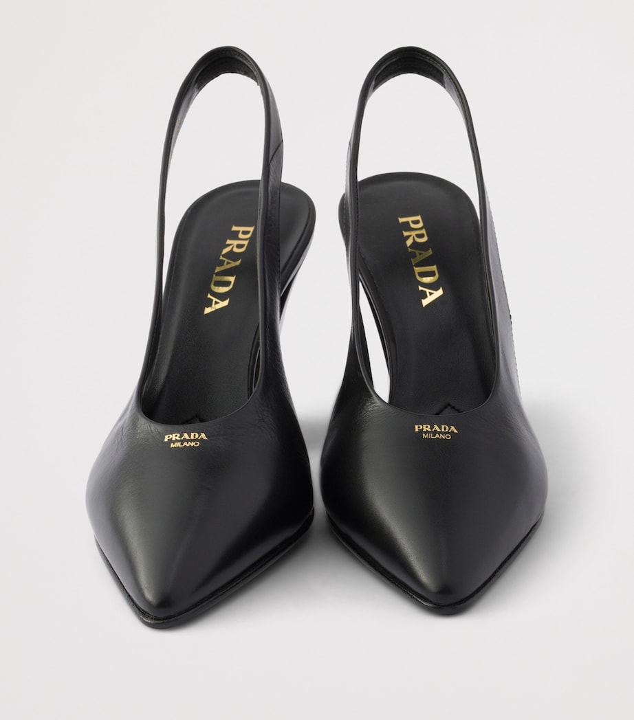Prada Leather Slingback Pumps 85 Black Image 6