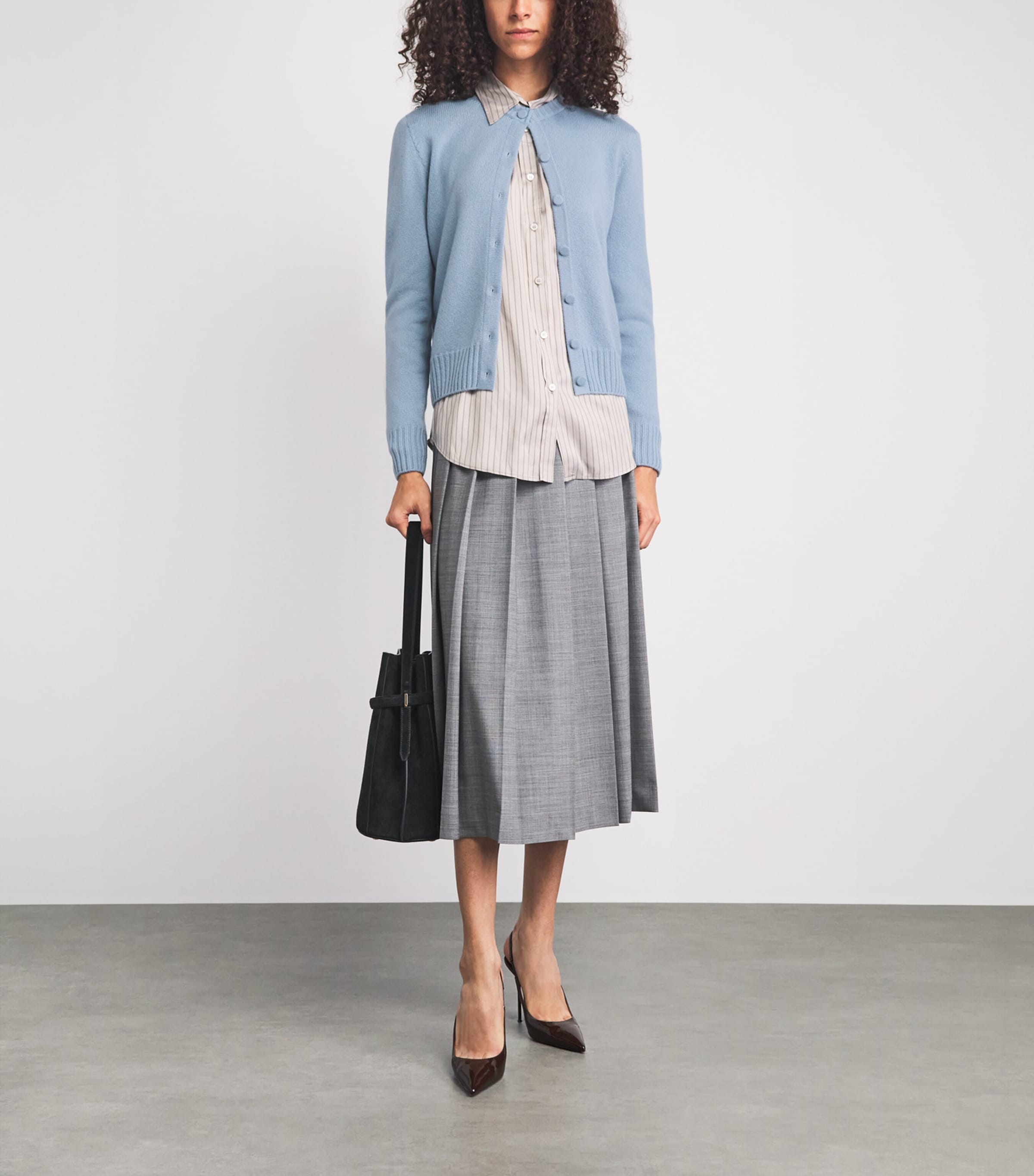 Agnona Womens Cashmere Lipstick Cardigan Bl Drk Pwdr Image 2