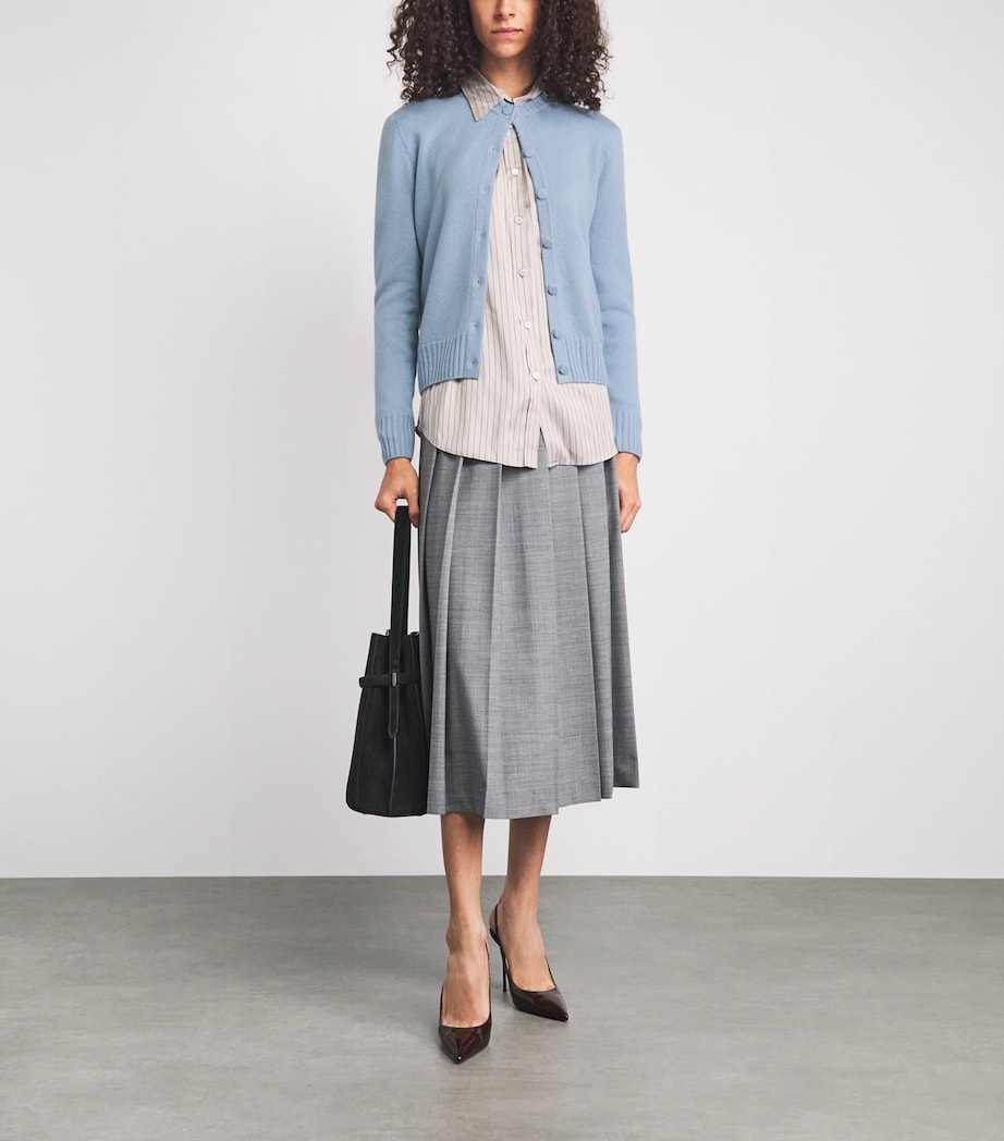 Agnona Womens Cashmere Lipstick Cardigan Bl Drk Pwdr Image 2