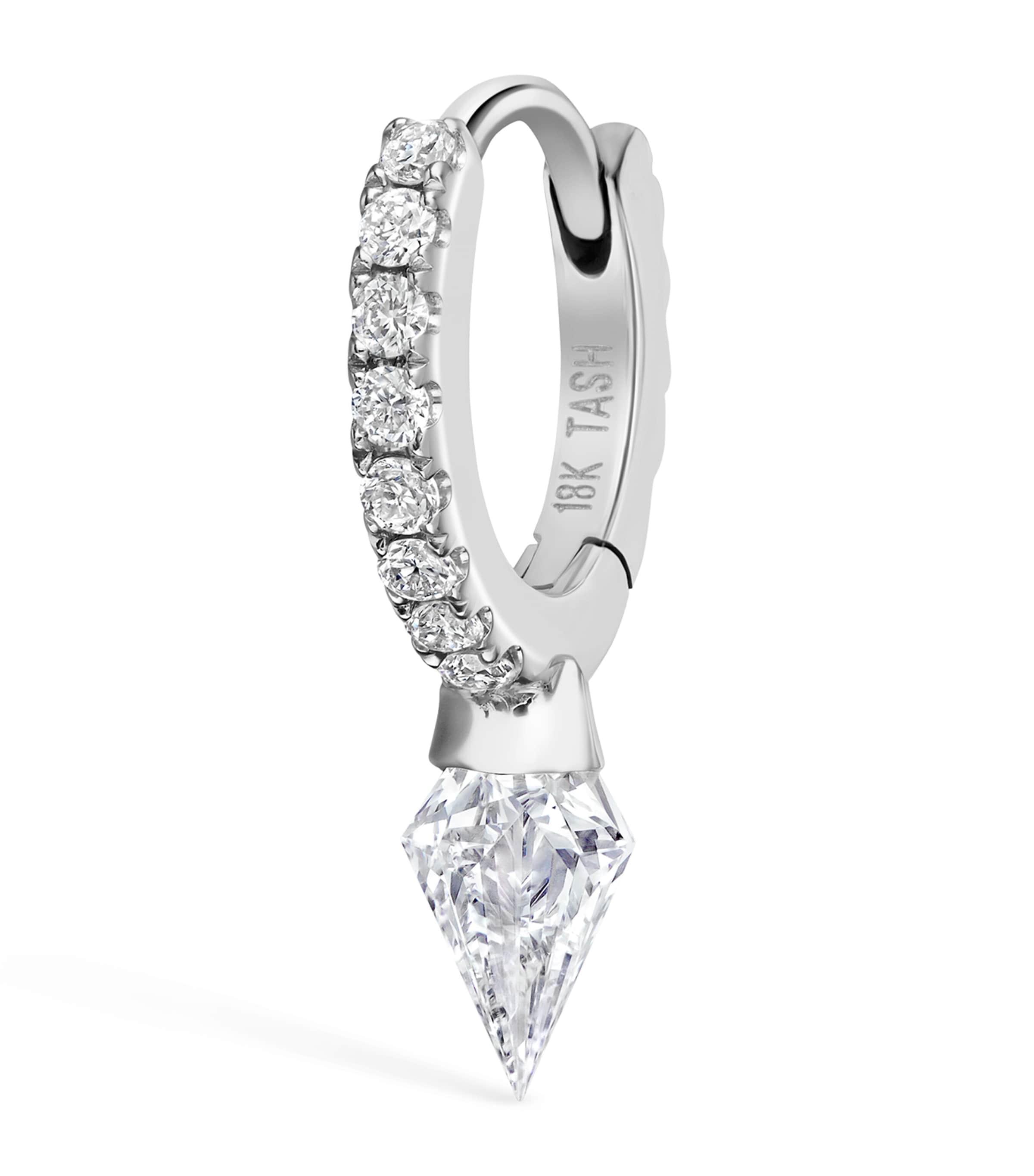 Maria Tash Silhouette Diamond Short Spike Eternity Single Hoop Earring (6.5mm) White Gold Image 1