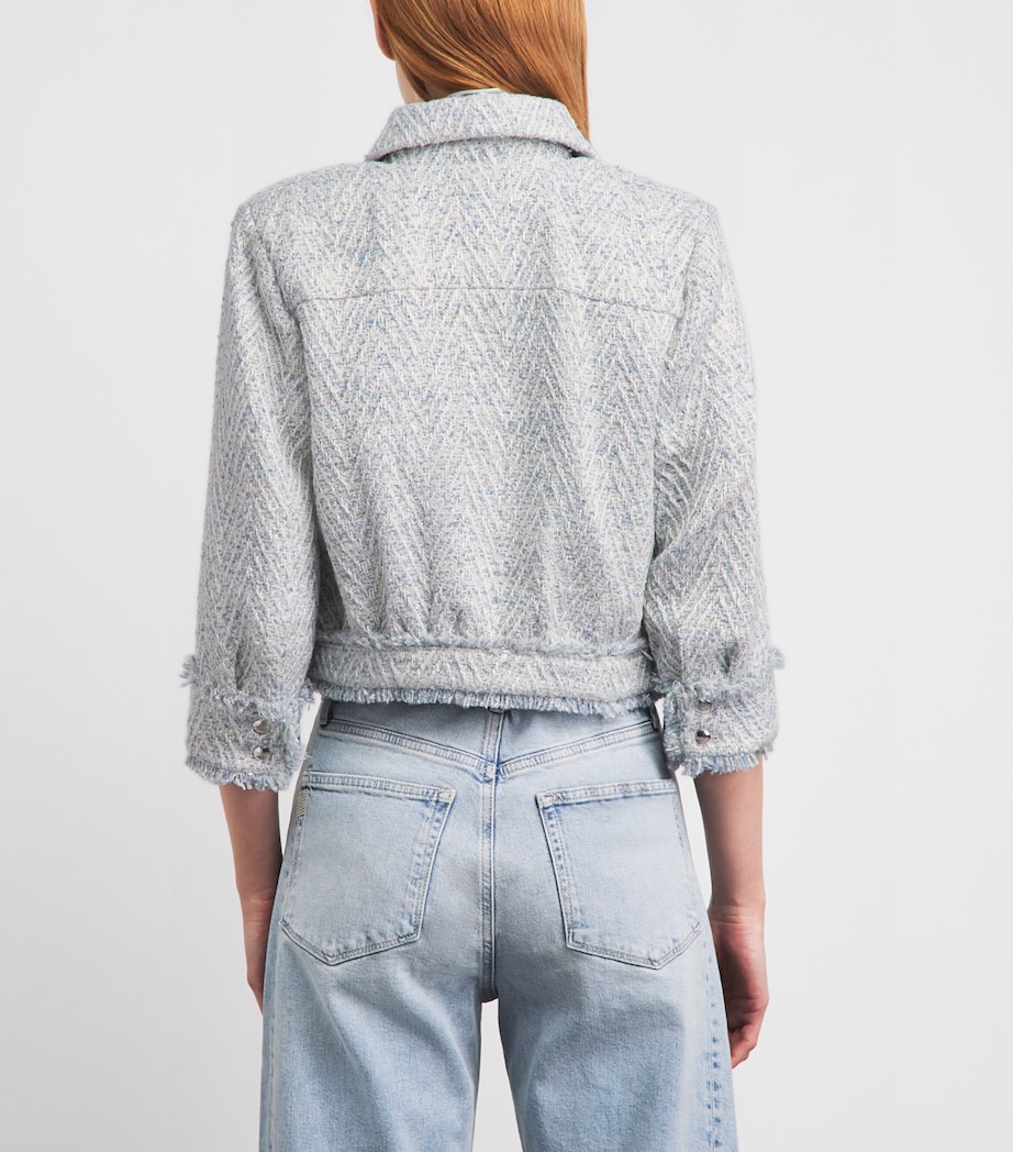 L'Agence Womens Tweed Chevron Jacket Lt Blue/ivory Chvron Image 5