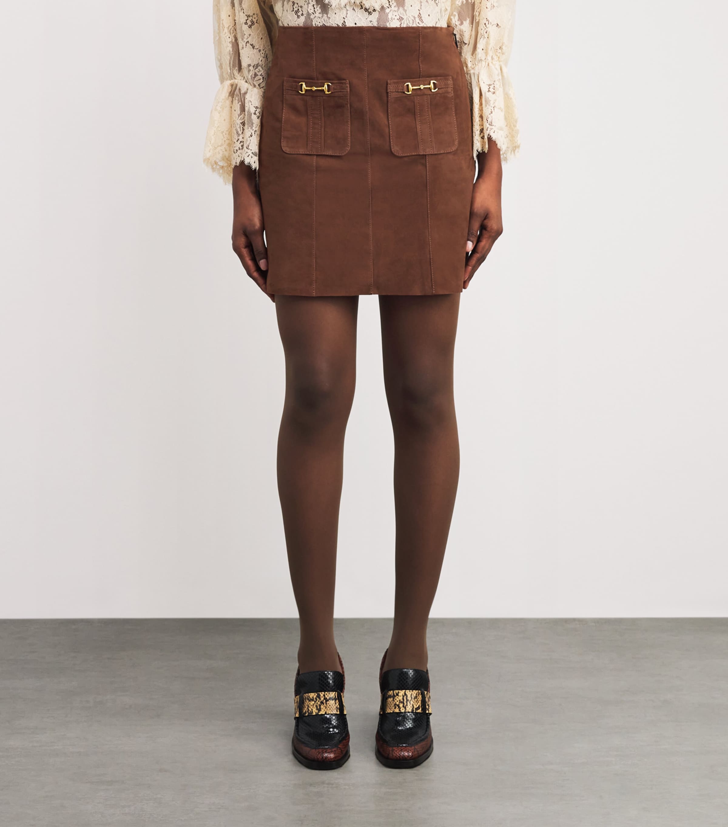 Suede Wiley Mini Skirt BROWN Image 3